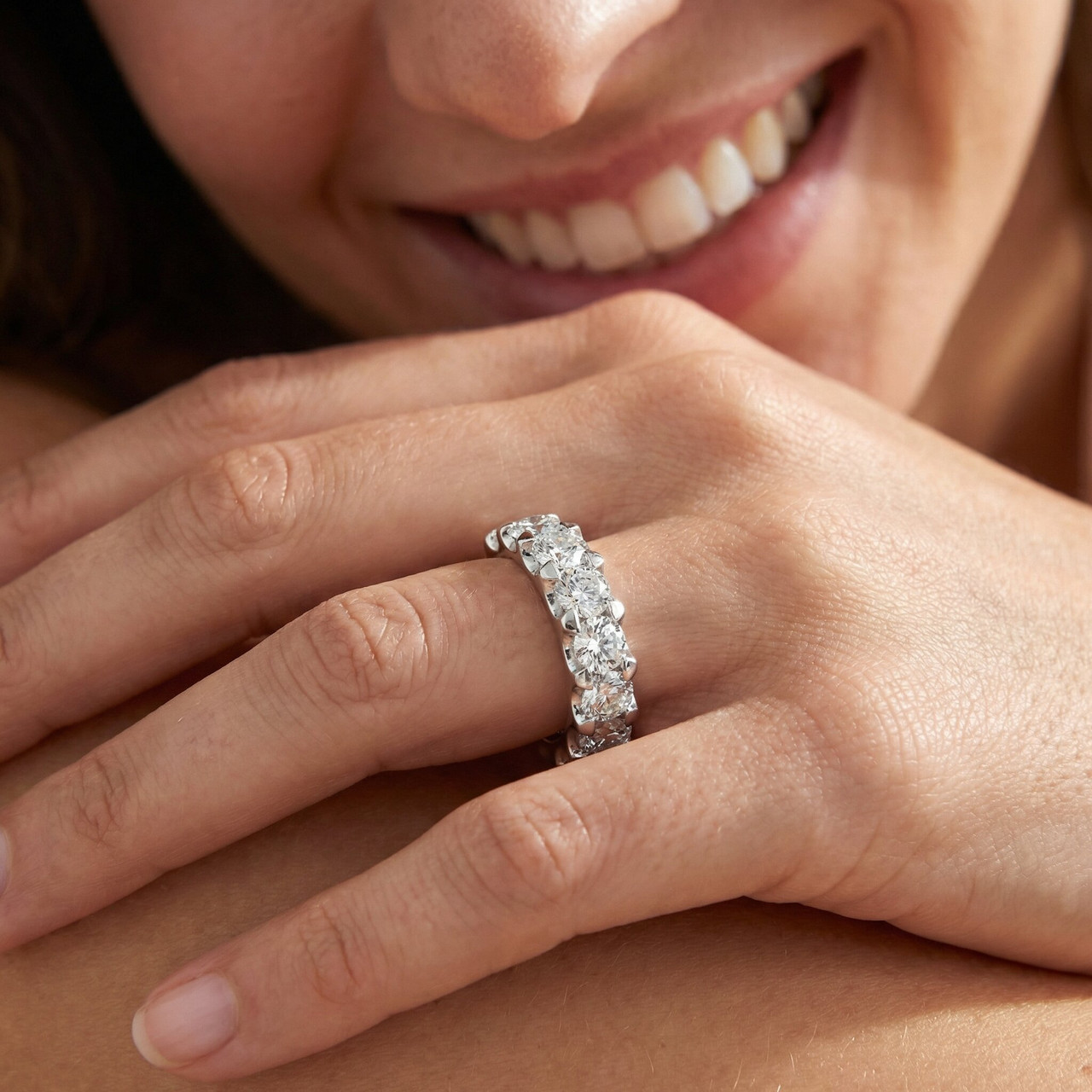 5 Ct Moissanite Eternity Ring in 10k White, Yellow, or Rose Gold (F-G,VVS2)