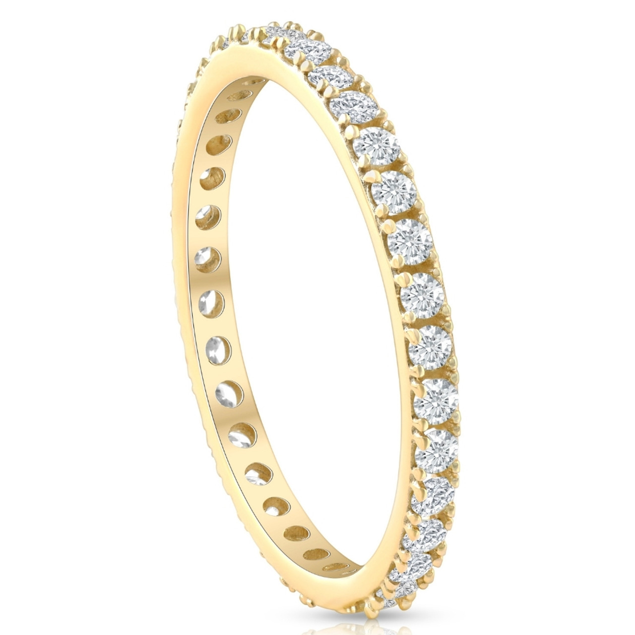 1/2 Ct Diamond Eternity Ring 10k Yellow Gold Womens Stackable ...