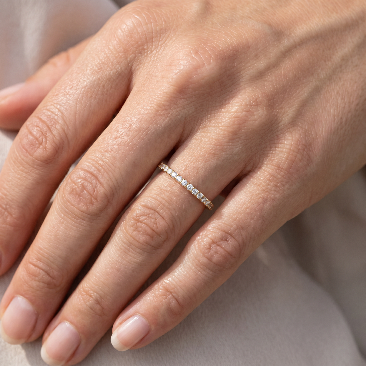1/2 Ct Diamond Eternity Ring 10k Yellow Gold Womens Stackable Anniversary Band (H-I, I1)