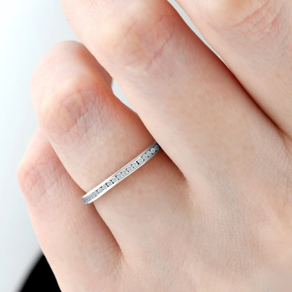 1/2 Ct Round Diamond Ladies Eternity Wedding Ring 10k White Gold (H-I, I2-I3)
