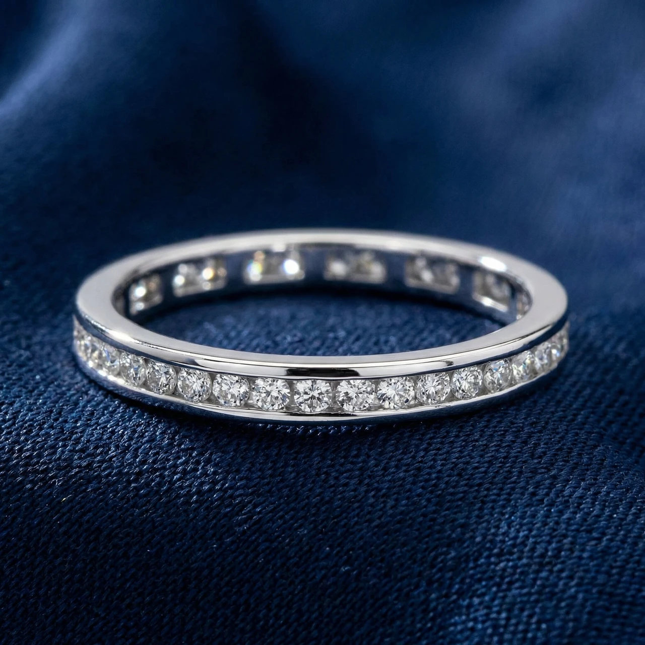 1/2 Ct Round Diamond Ladies Eternity Wedding Ring 10k White Gold (H-I, I2-I3)