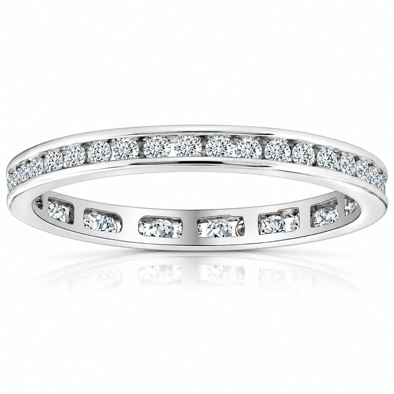 1/2 Ct Round Diamond Ladies Eternity Wedding Ring 10k White Gold (H-I, I2-I3)