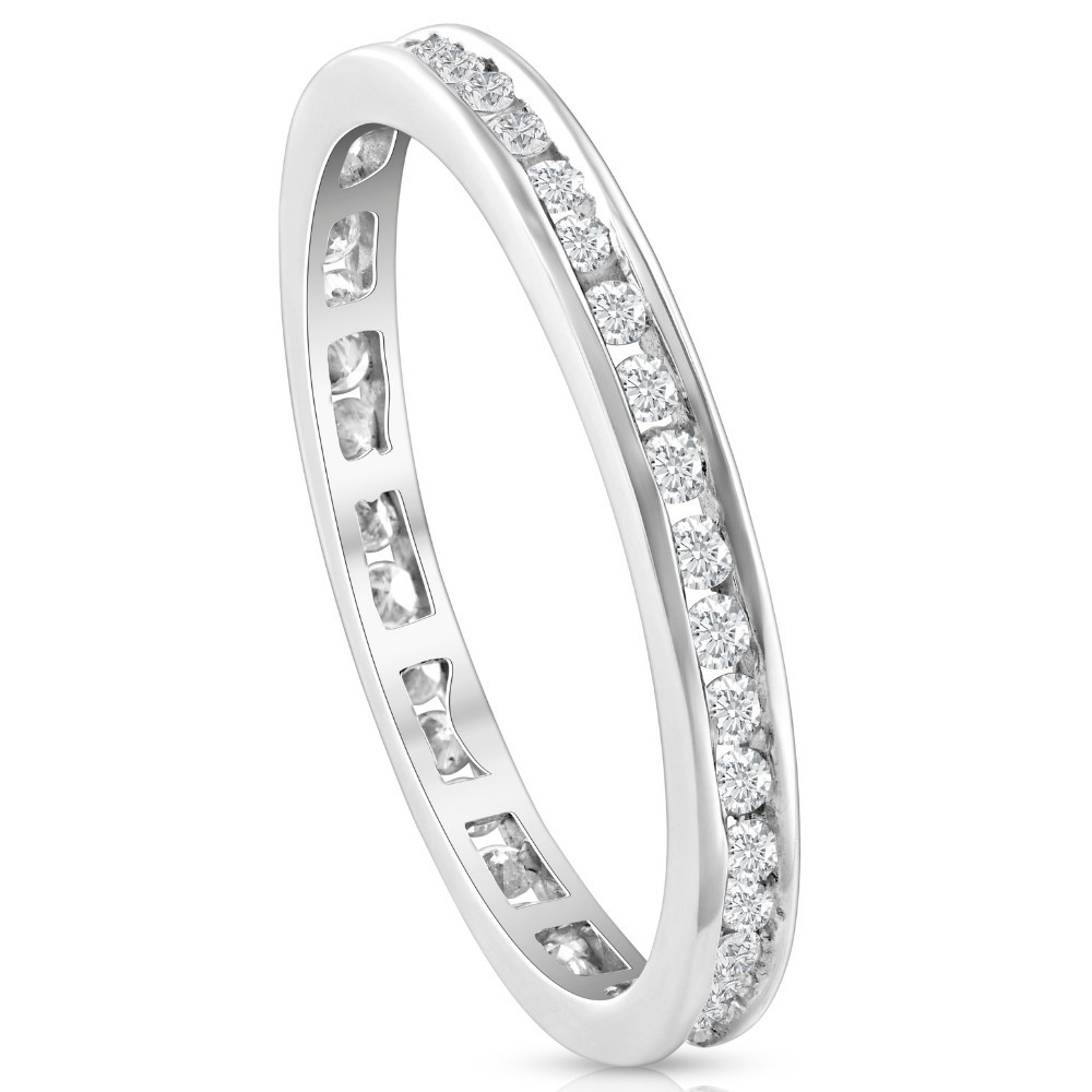 1/2 Ct Round Diamond Ladies Eternity Wedding Ring 10k White Gold (H-I, I2-I3)