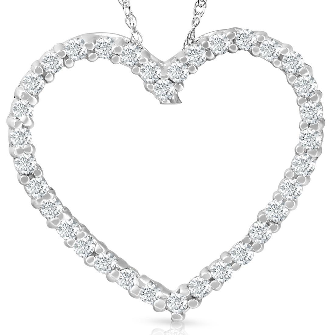 10K White Gold 1/2ct Lab Grown Diamond Heart Pendant 18" Necklace (G-H, )