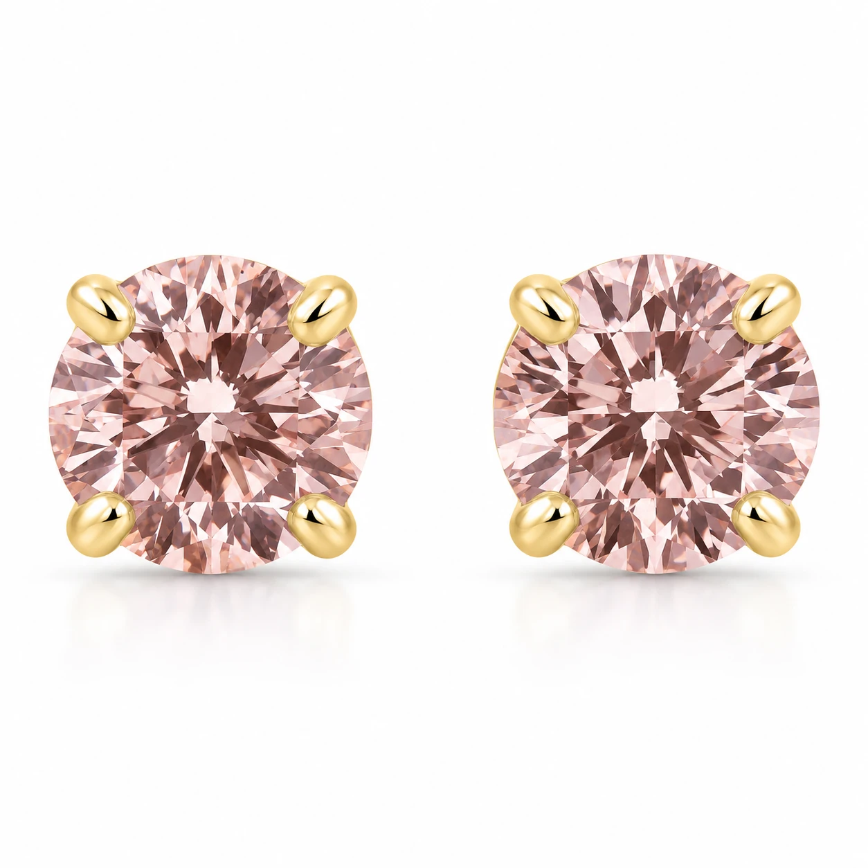 1/2Ct Pink Lab Grown Diamond Screw Back Studs Earrings 14K Yellow Gold (Pink, SI)