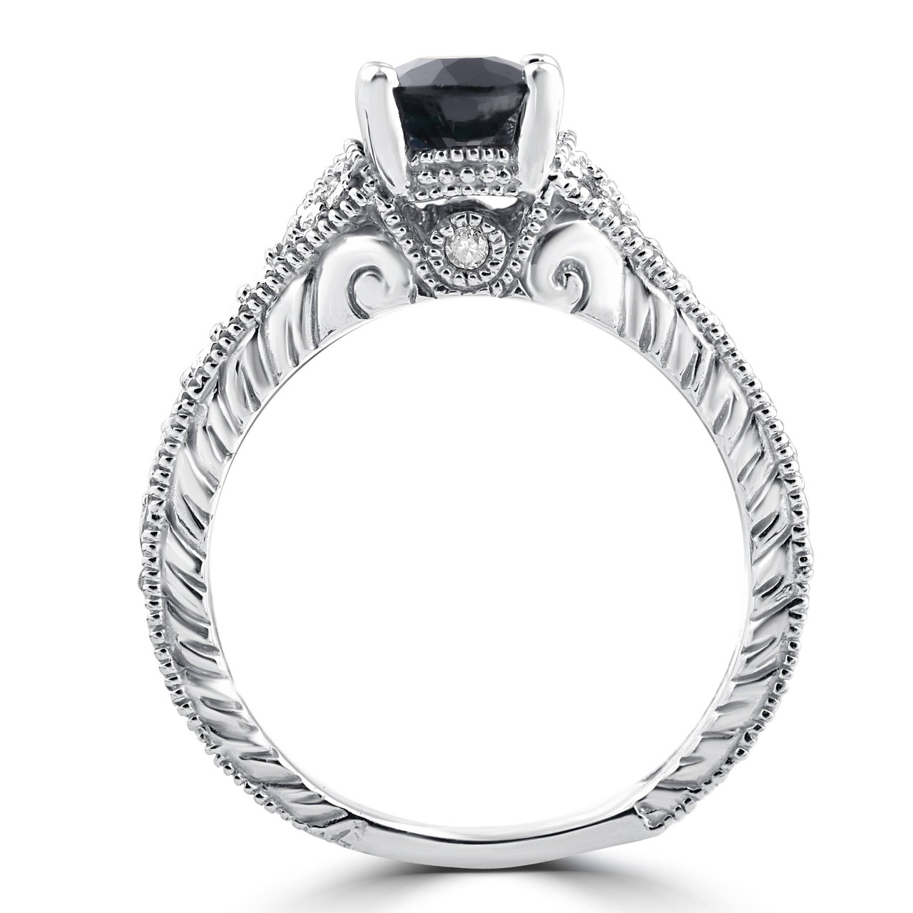 White sapphire and on sale black diamond engagement ring