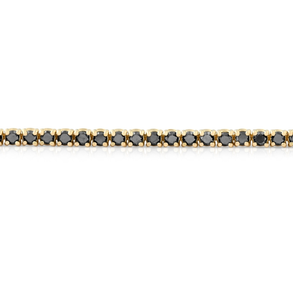 1 3/4 Ct TW Black Diamond Tennis Bracelet 14k Yellow Gold 7" (Black, I2-I3)