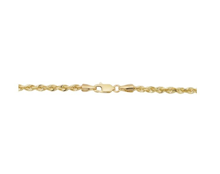 10k Yellow Gold 3.2mm Semi Solid Rope Chain Bracelet