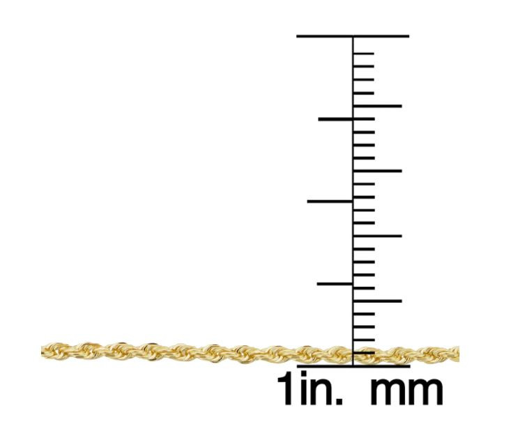 10k Yellow Gold 1.5-mm Semi Solid Rope Chain Necklace