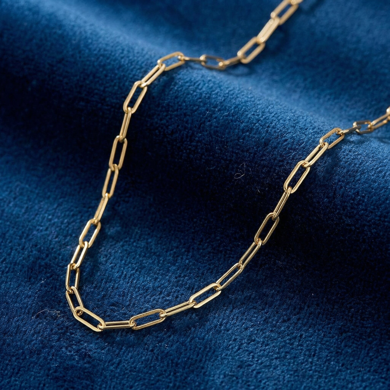 14k Solid Yellow Gold Filled 2.5 millimeter Paper Clip Capsule Link Chain Necklace for Women