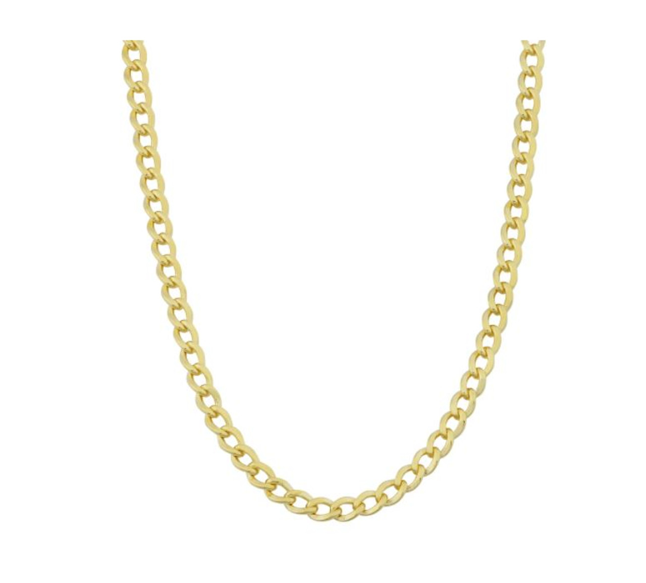 14k Yellow Gold Flat Curb Link Chain Cuban Link