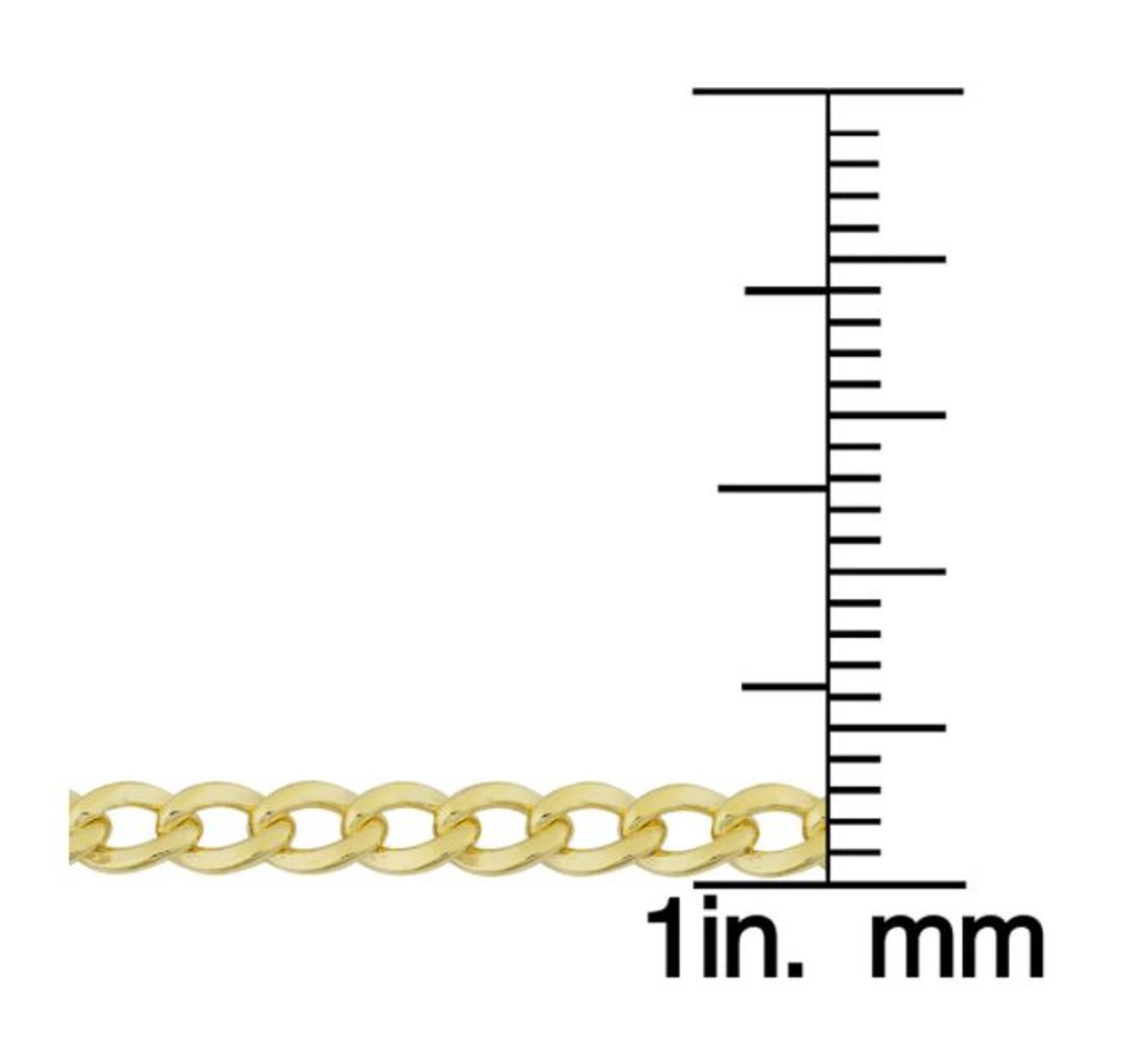 14K Gold 3.2mm Cuban Curb Chain Necklace Real Gold Chain 