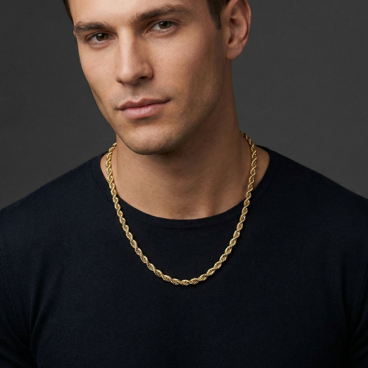 Yellow 14KT Gold Filled Men's 4.2mm Rope Chain Necklace