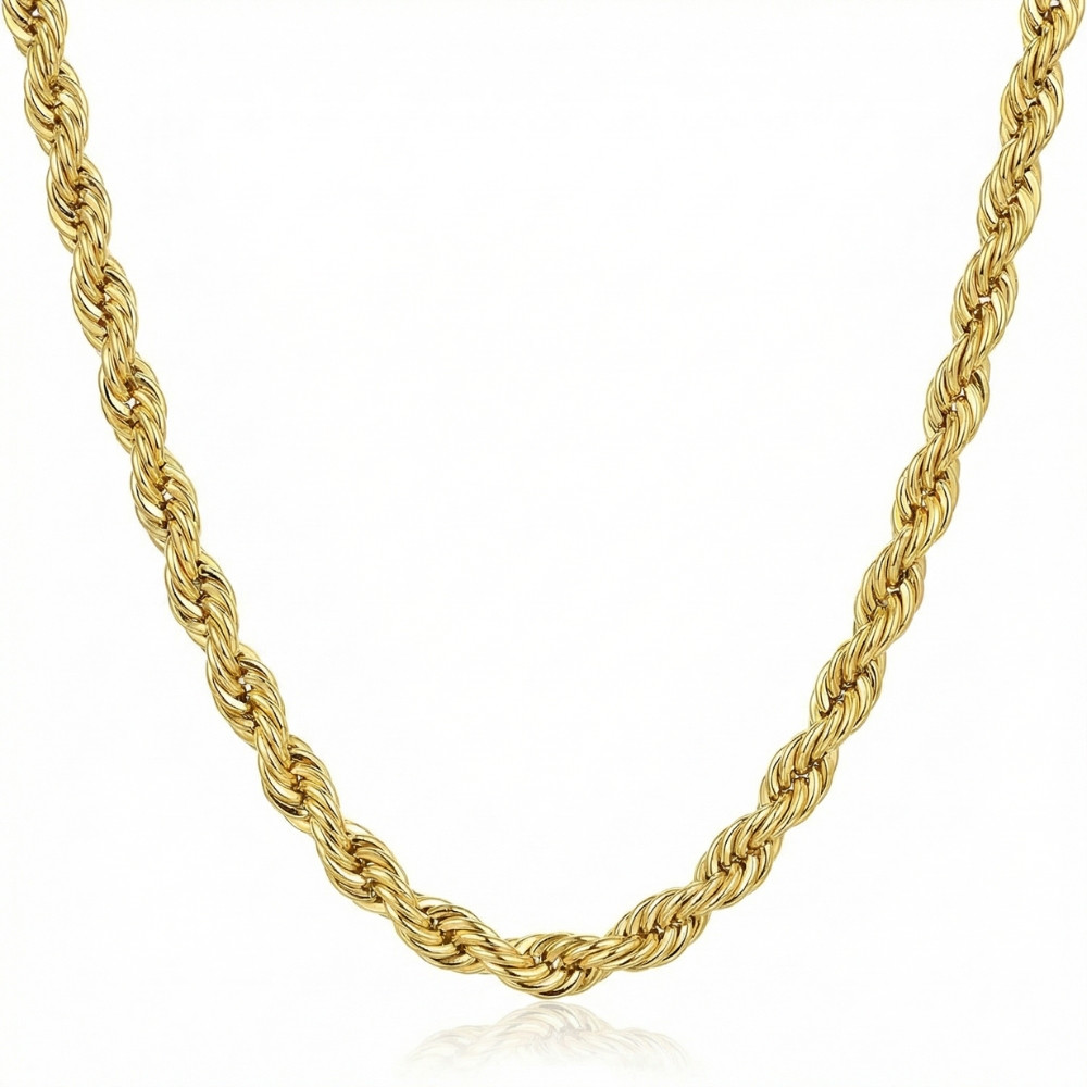 Yellow 14KT Gold Filled Men's 4.2mm Rope Chain Necklace