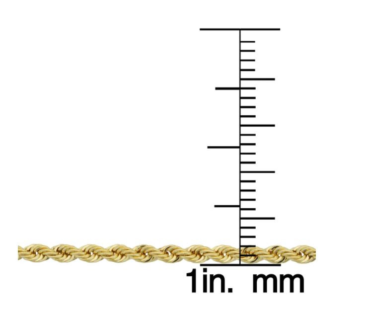 14k Yellow Gold Filled Unisex 2.10 millimeter Rope Chain Necklace