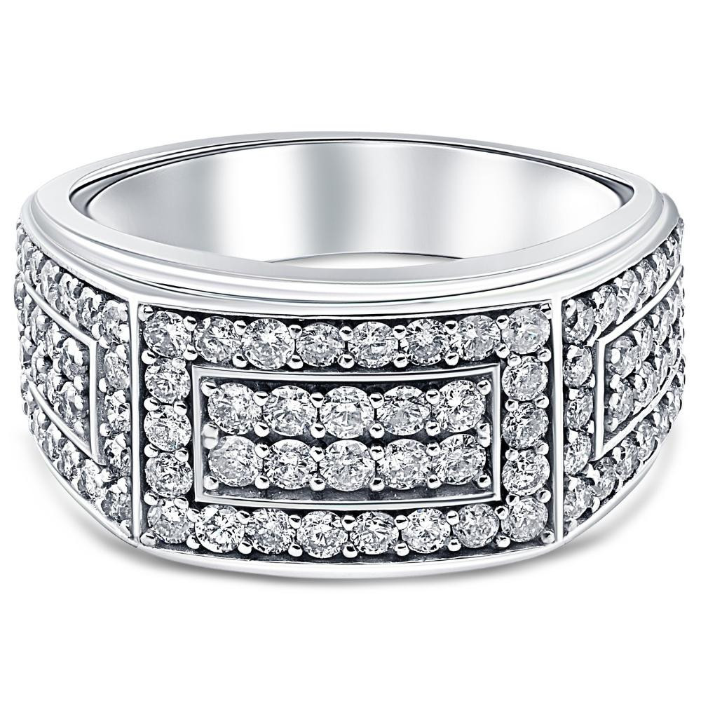 2Ct Diamond Mens Ring in 10k White or Yellow Gold (H-I, I1)