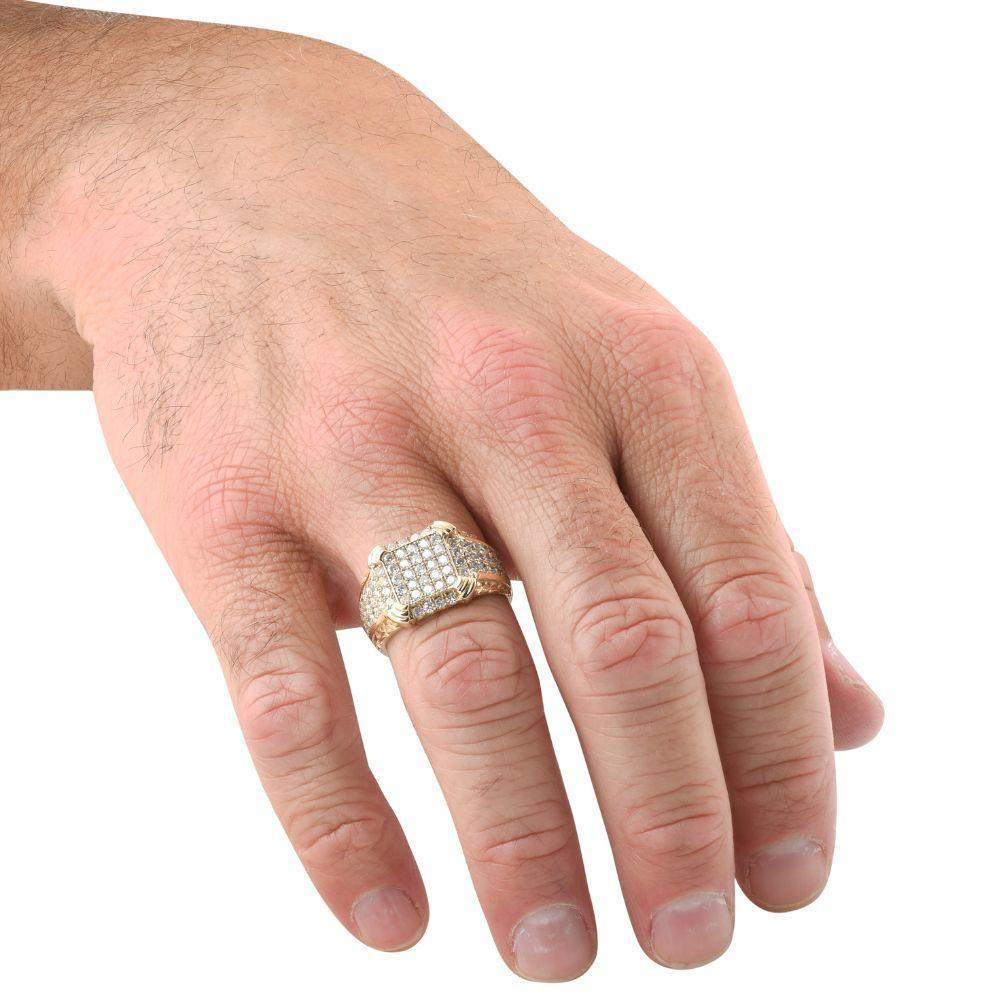 2 1/4Ct Diamond Mens Ring in 10k Yellow Gold (H-I, I1)