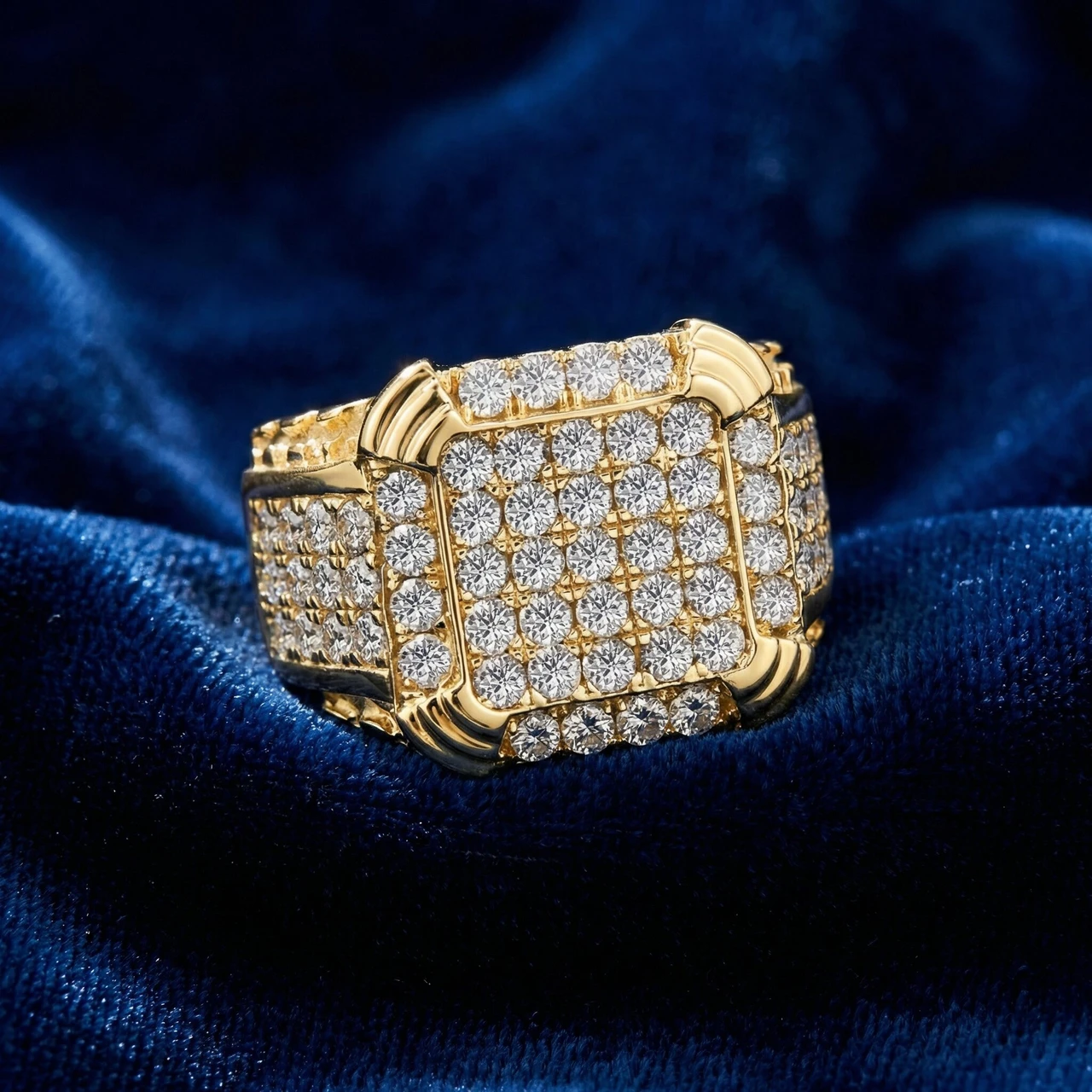 2 1/4Ct Diamond Mens Ring in 10k Yellow Gold (H-I, I1)