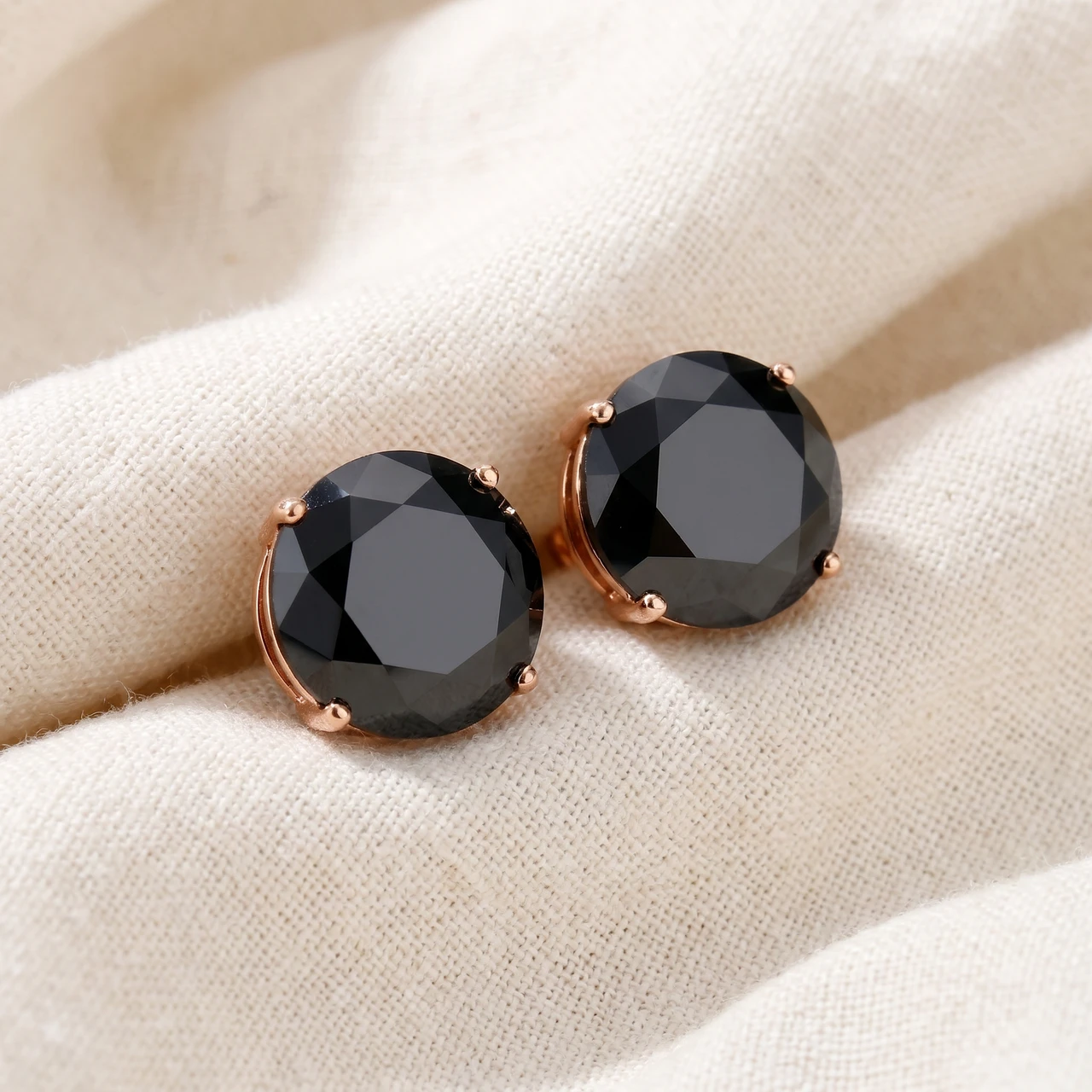 3 1/2 TCW 14k Yellow Gold Round Black Diamond Stud Earrings (Black, I2-I3)