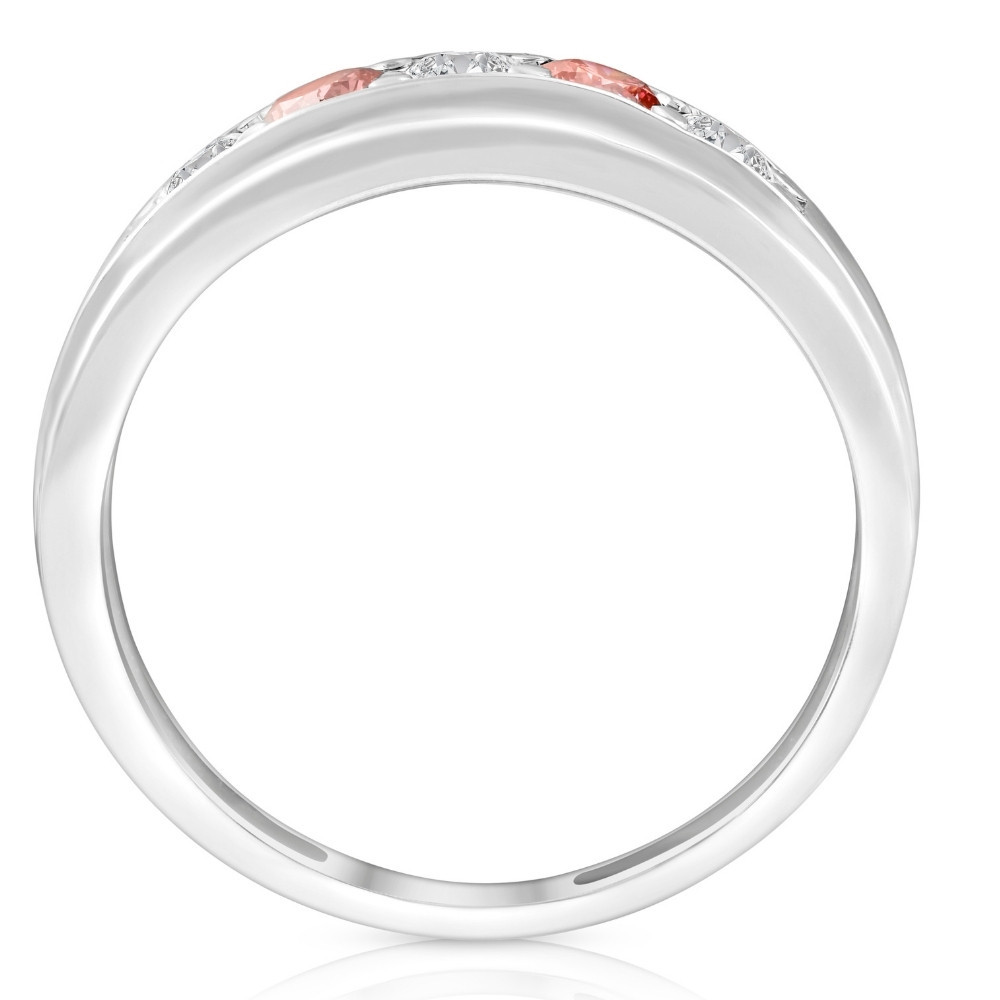 Pink & White Diamond Mens Ring
