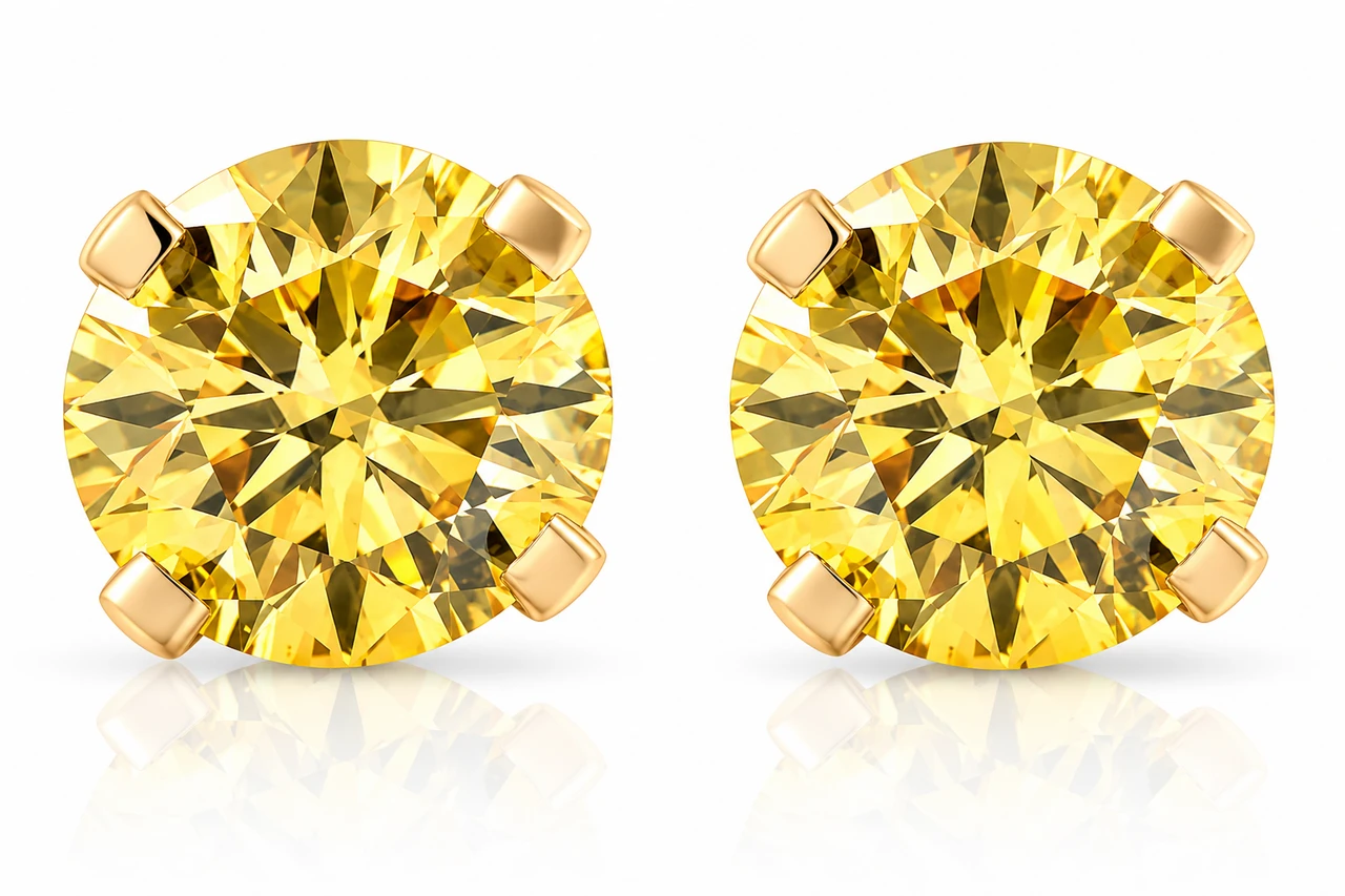 1/4 Ct T.W. Fancy Canary Yellow Lab Diamond Studs 14K Yellow Gold Lab Grown (Yellow, SI)