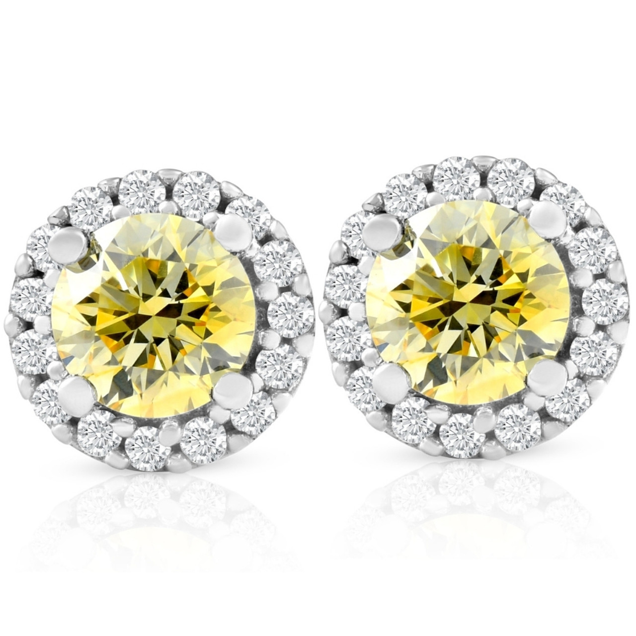 Amazoncom Canary Yellow Round Diamond Stud Earrings 05ctw in 14k Gold  Rose Gold Clothing Shoes  Jewelry