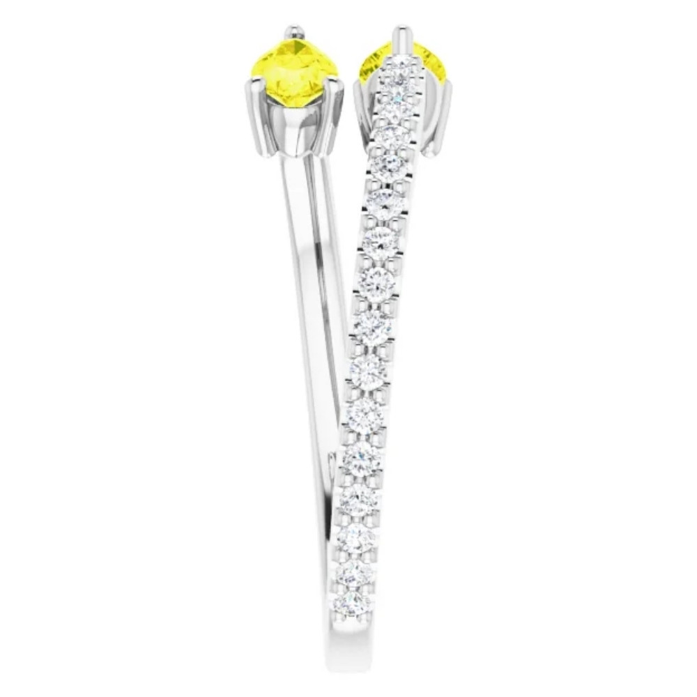 5/8 Ct Fancy Yellow Pear Shape Diamond 2-Stone By Pass Ring Lab Grown White Gold (Yellow, VS)