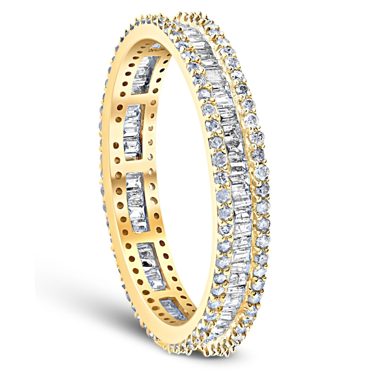 1 1/10 Ct Baguette & Diamond Eternity Ring Wedding Band in White or ...