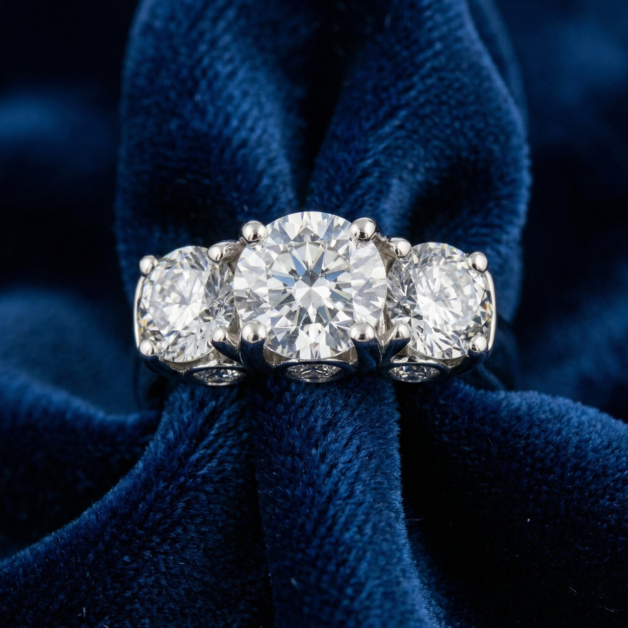 4 5/8 Ct TW Three Stone Diamond Engagement Ring 14k White Gold Lab Grown (I-J, VS)