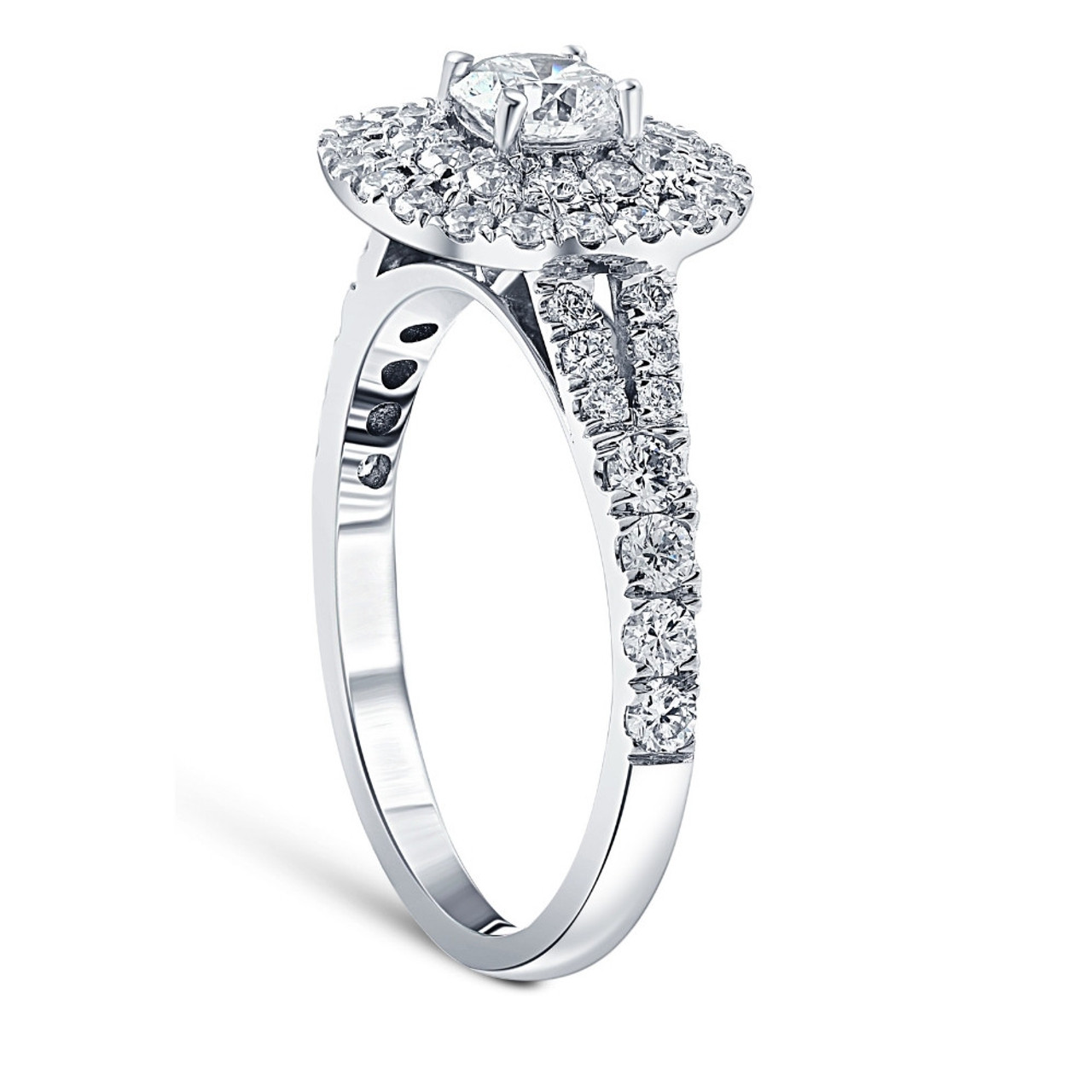 1 Ct TW Diamond Cushion Halo Engagement Ring in White Gold (G-H, I1) 1 Ct TW Diamond Cushion Halo Engagement Ring in White Gold (G-H, I1)