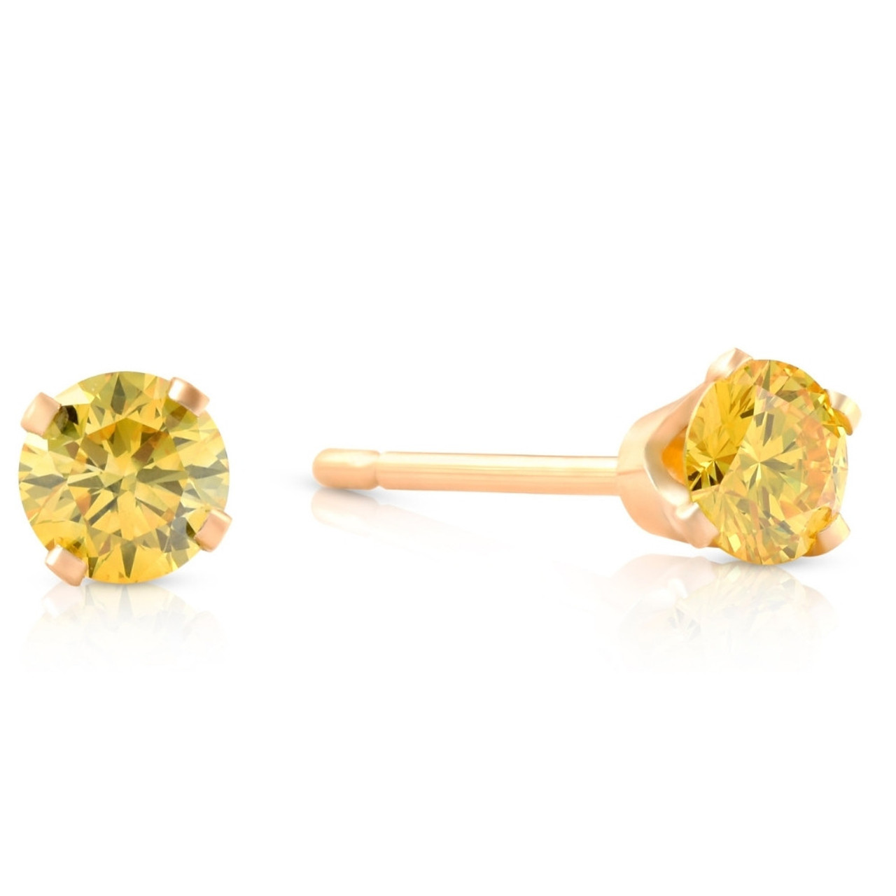 10K Yellow Gold Unisex Canary Yellow Diamond Flower Studs 5mm Earrings 1/4  CT. - JFL Diamonds & Timepieces