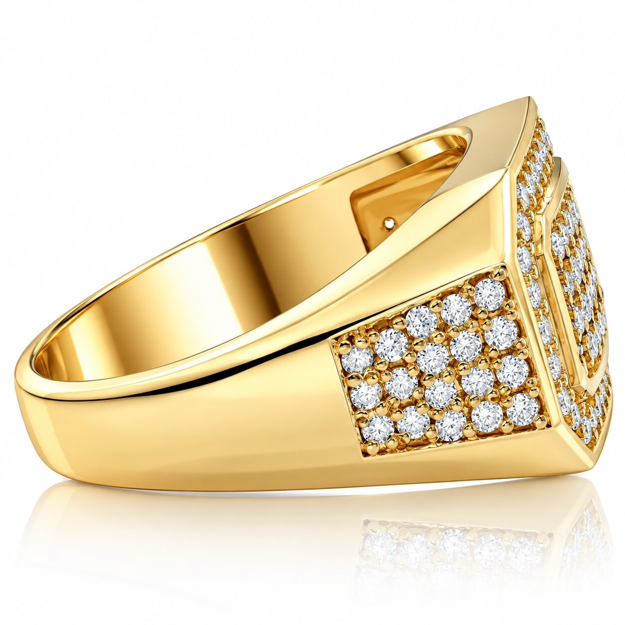 1Ct Men's Diamond Ring 10k Yellow Gold (G-H, I1)