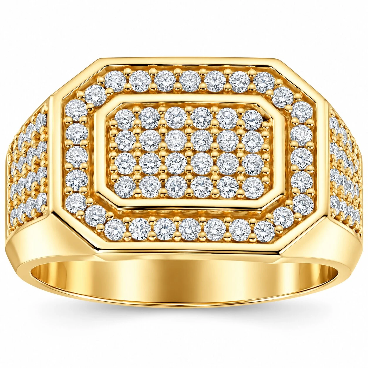 1Ct Men's Diamond Ring 10k Yellow Gold (G-H, I1)