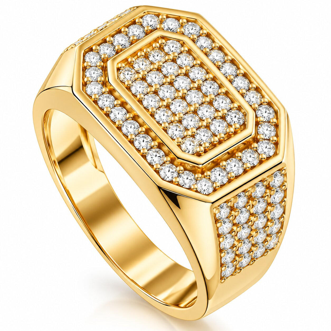 1Ct Men's Diamond Ring 10k Yellow Gold (G-H, I1)