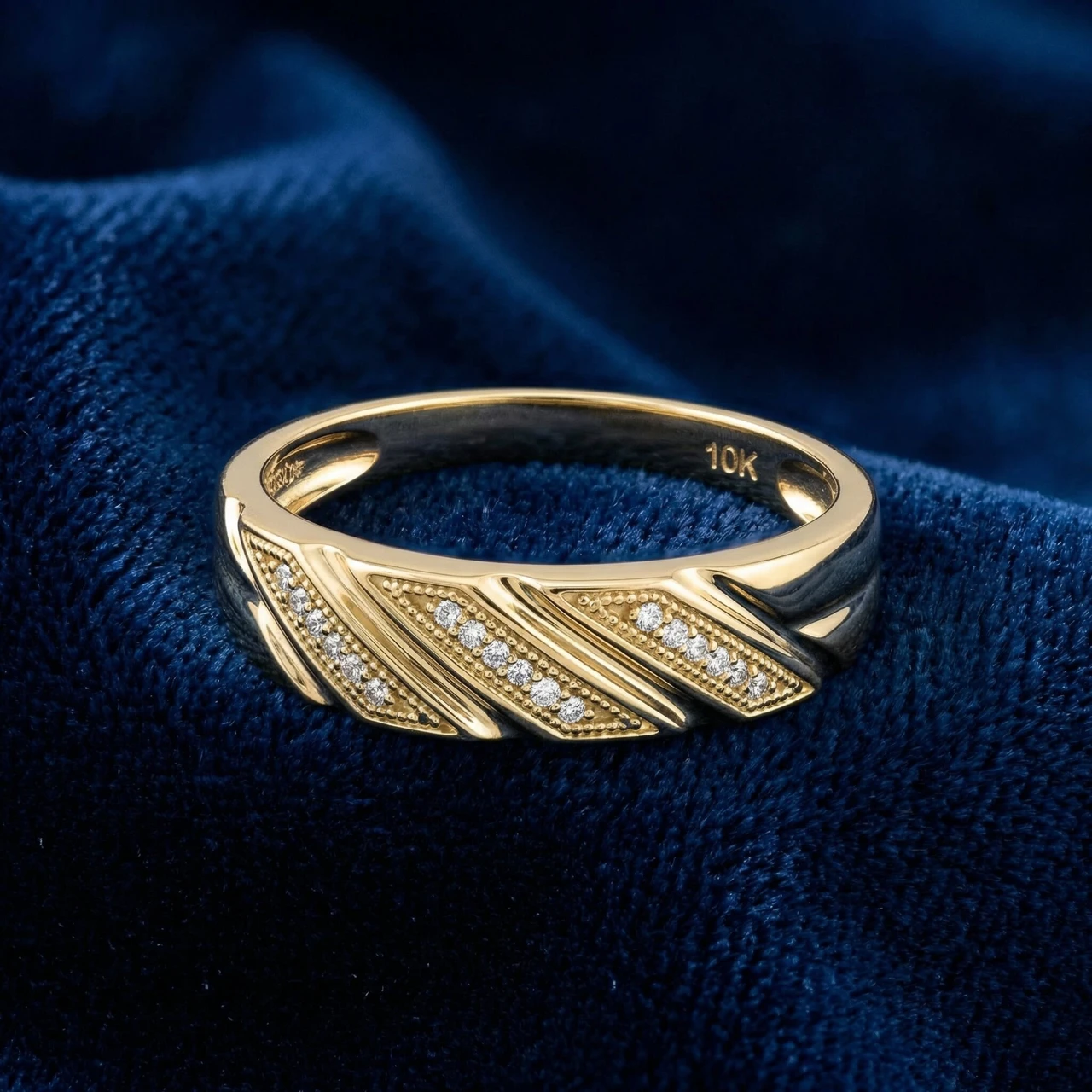 1/5ct Mens Diamond Ring 10K Yellow Gold (G-H, I1)