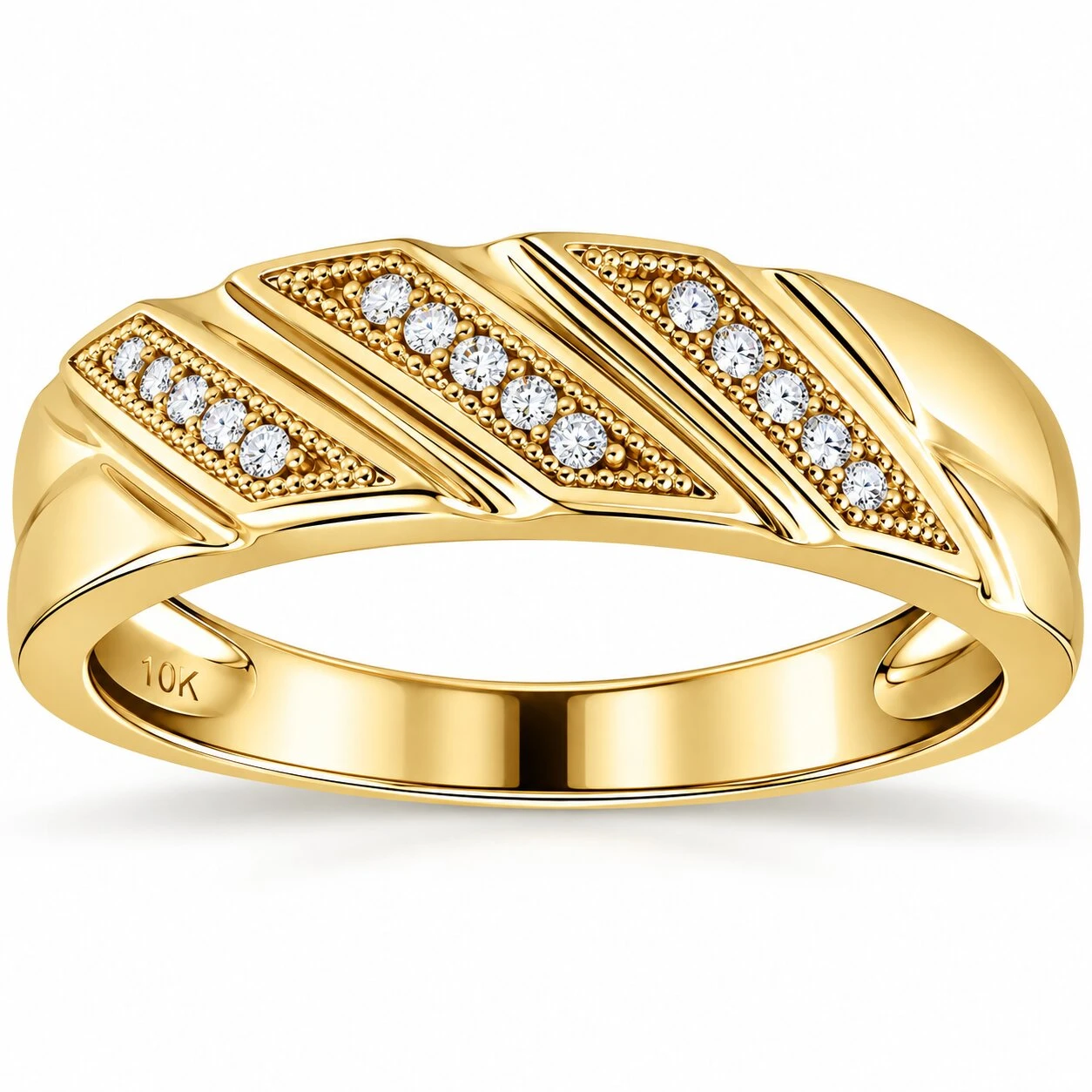 1/5ct Mens Diamond Ring 10K Yellow Gold (G-H, I1)