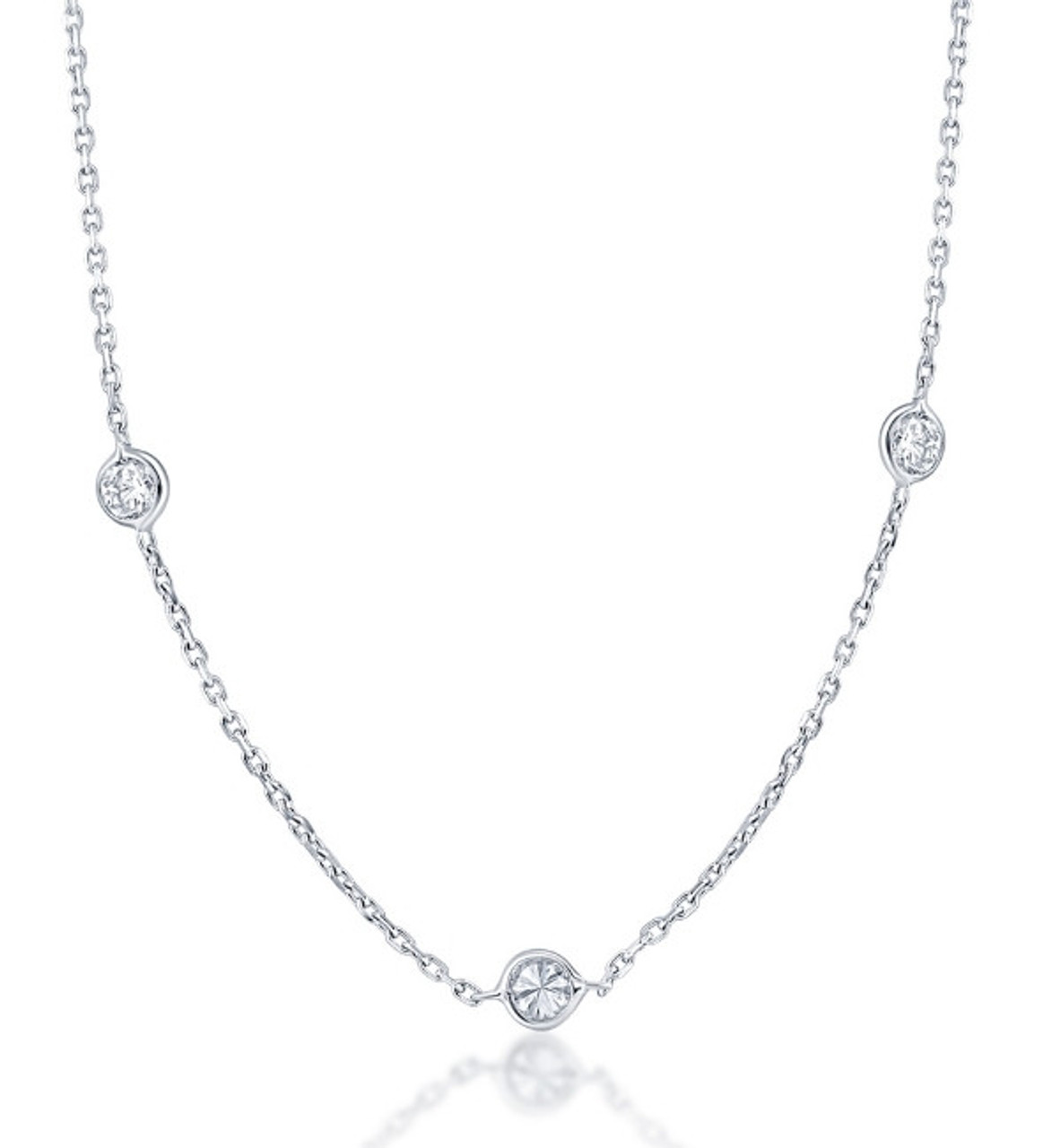 1 1/5Ct Diamonds By The Yard Necklace Lab Grown in 14k White or