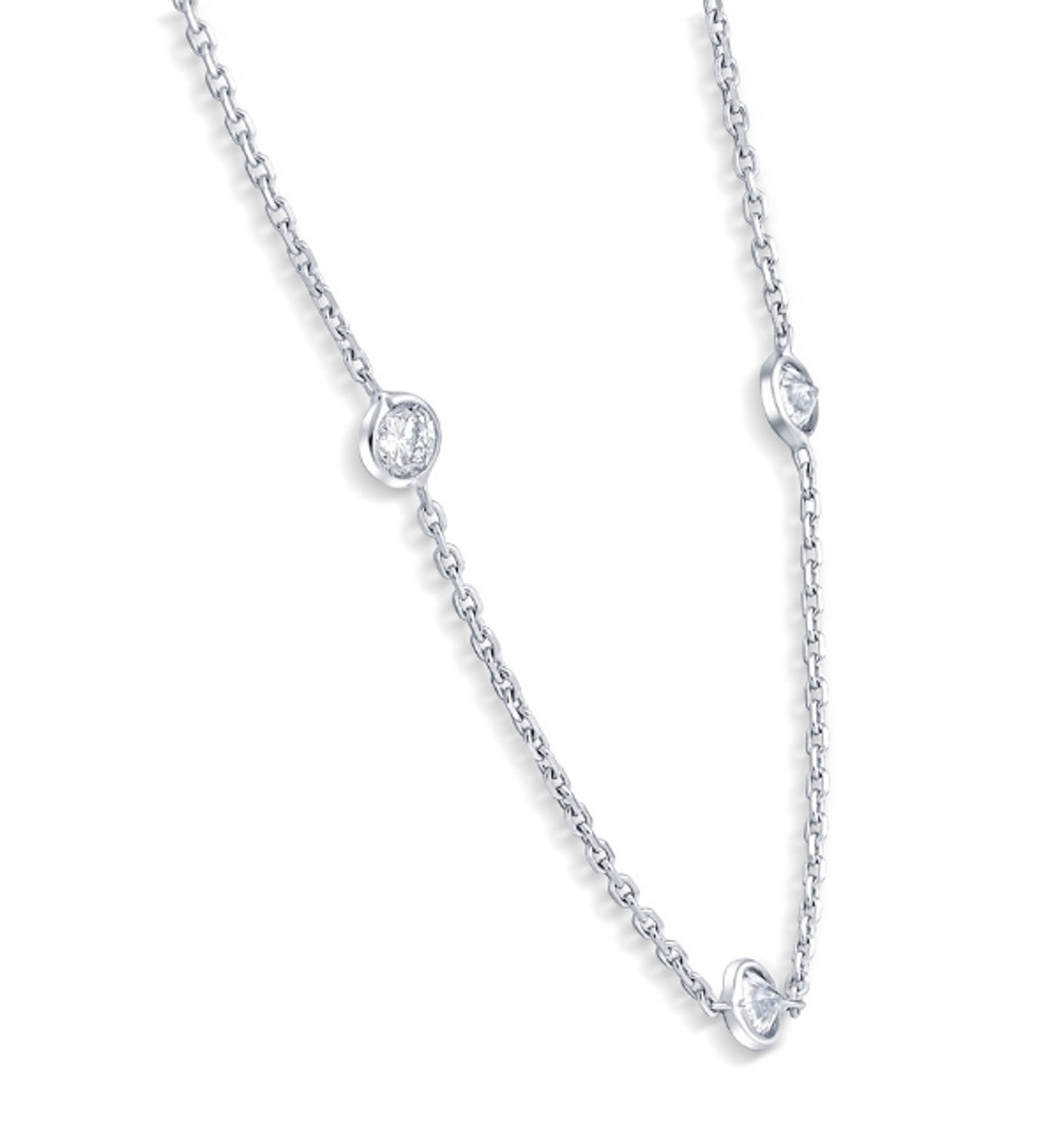 1 1/5Ct Diamonds By The Yard Necklace Lab Grown in 14k White or