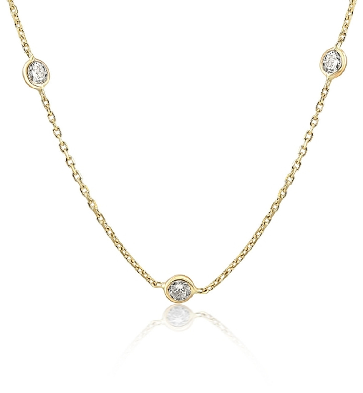 1 1/5Ct Diamonds By The Yard Necklace Lab Grown in 14k White or