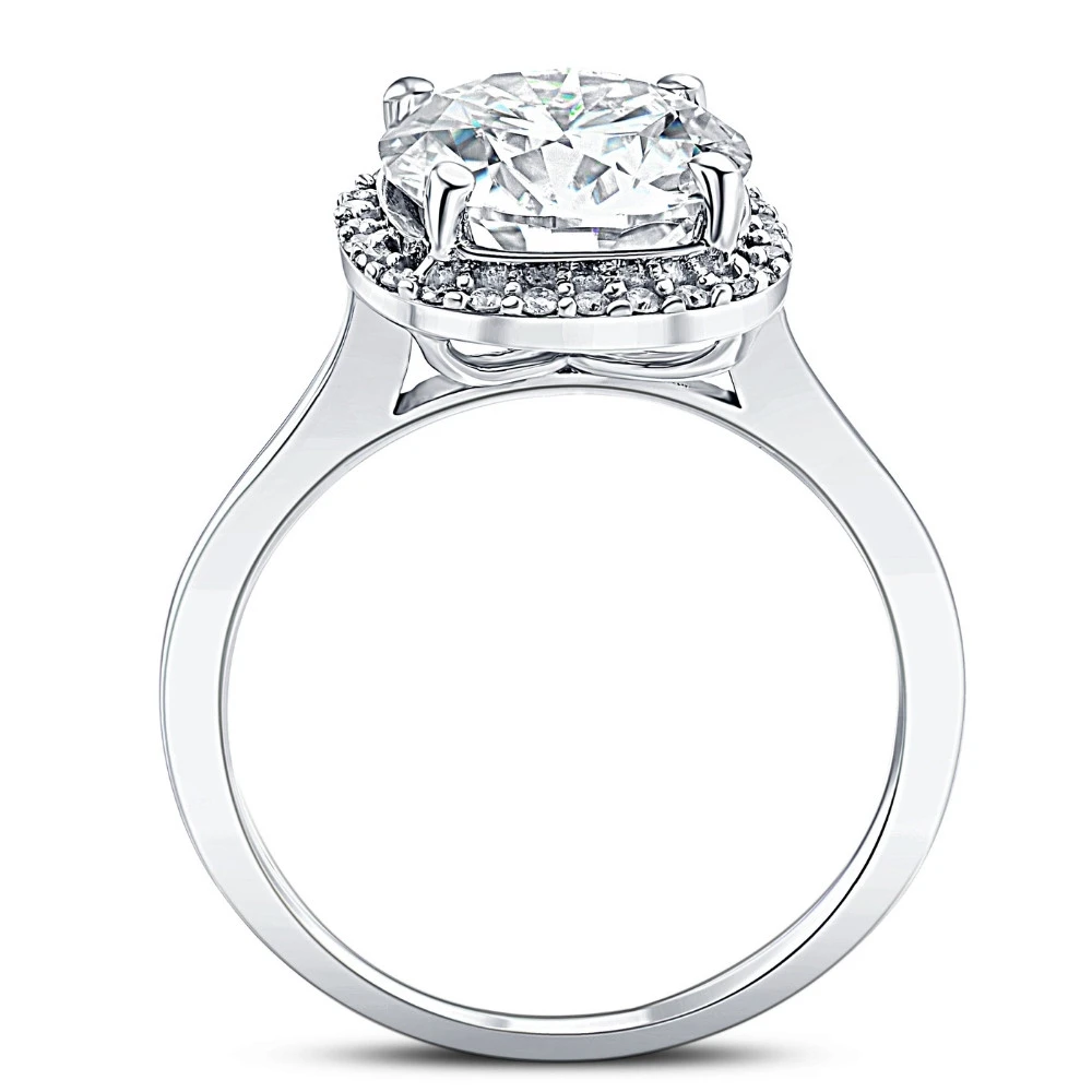 2 1/2 Ct Diamond & Moissanite Cushion Halo Engagement Ring 14k White Gold (G-H, I1)