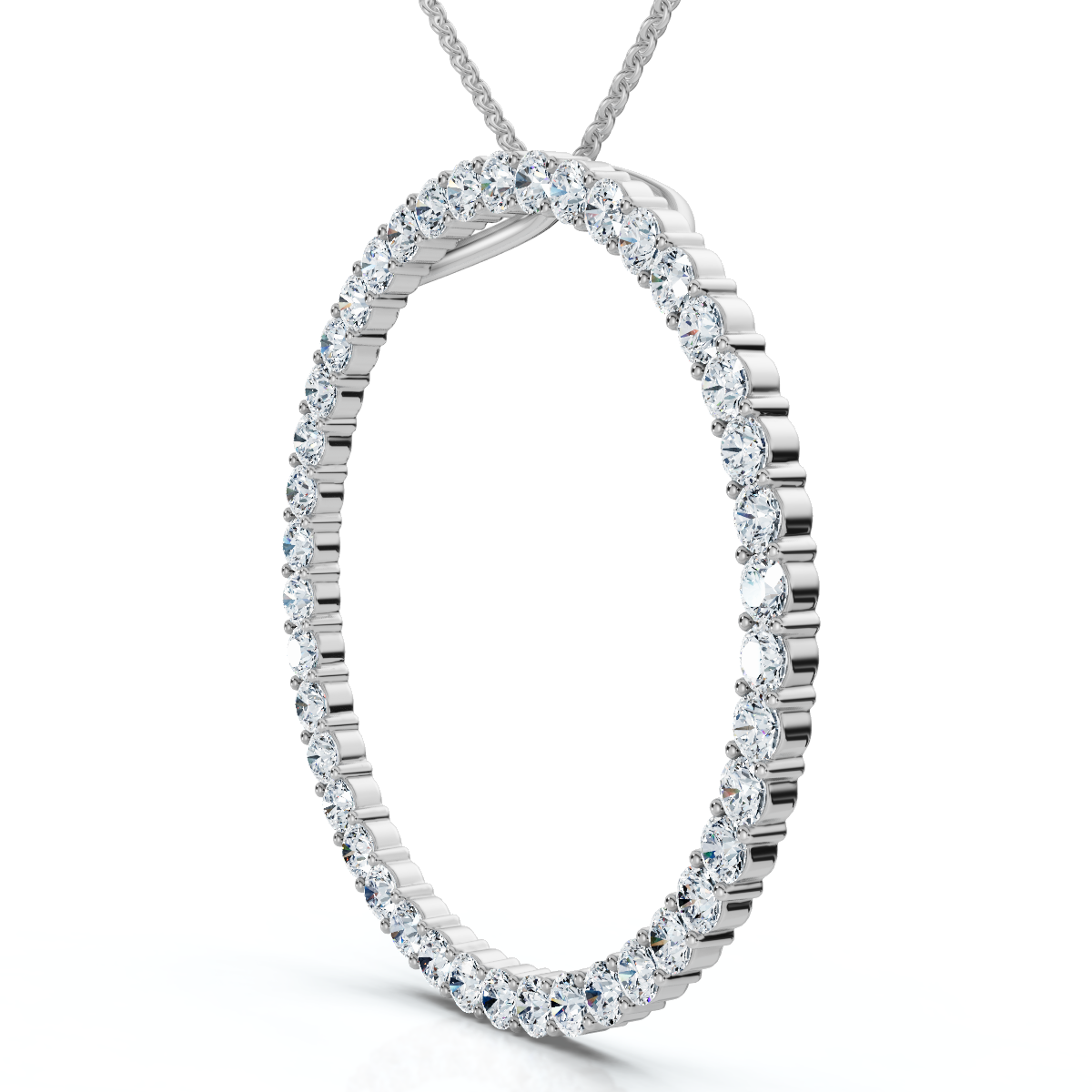 1Ct Circle Diamond Pendant White Gold Necklace Lab Grown (G-H, SI)