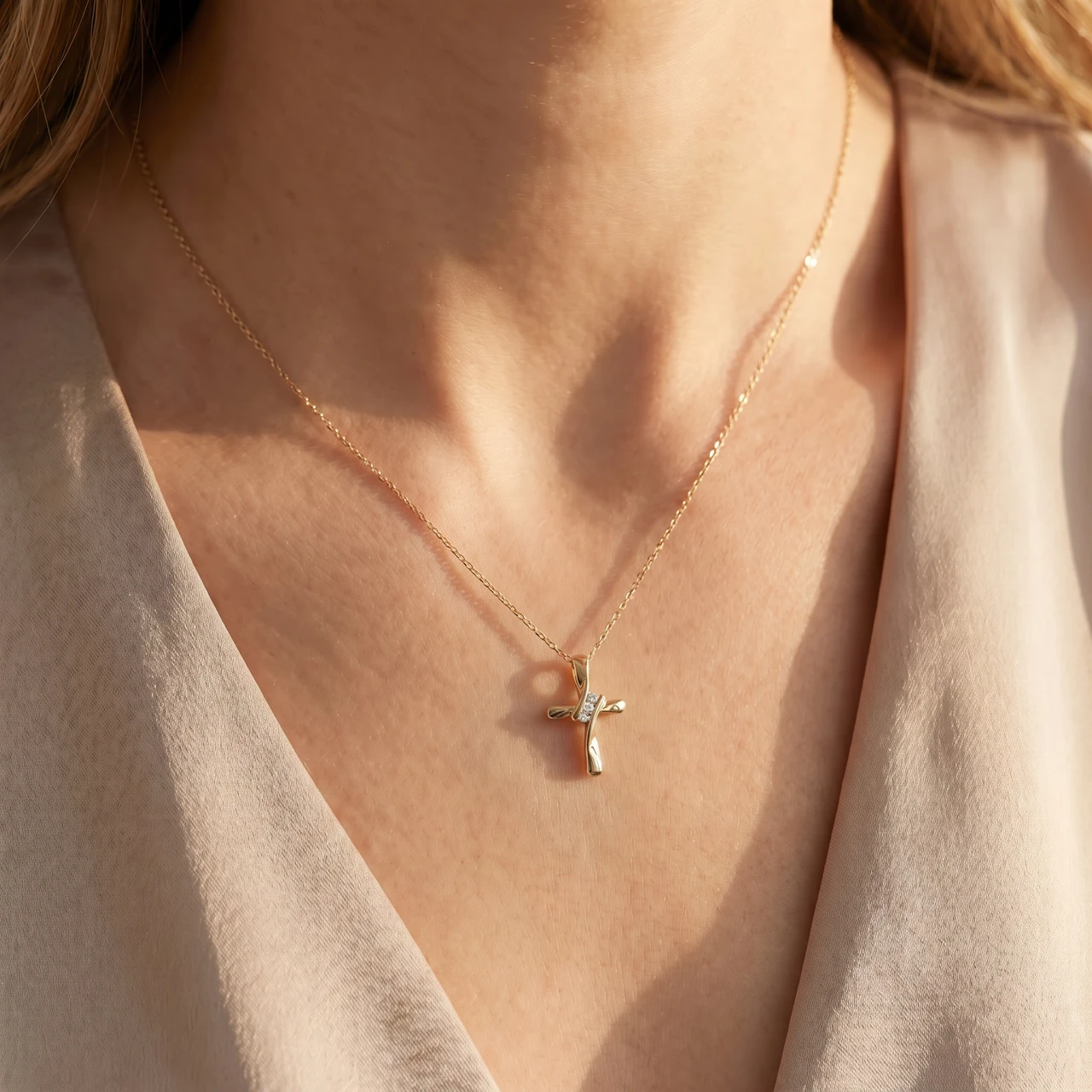 10K Yellow Gold Necklace 19mm tall