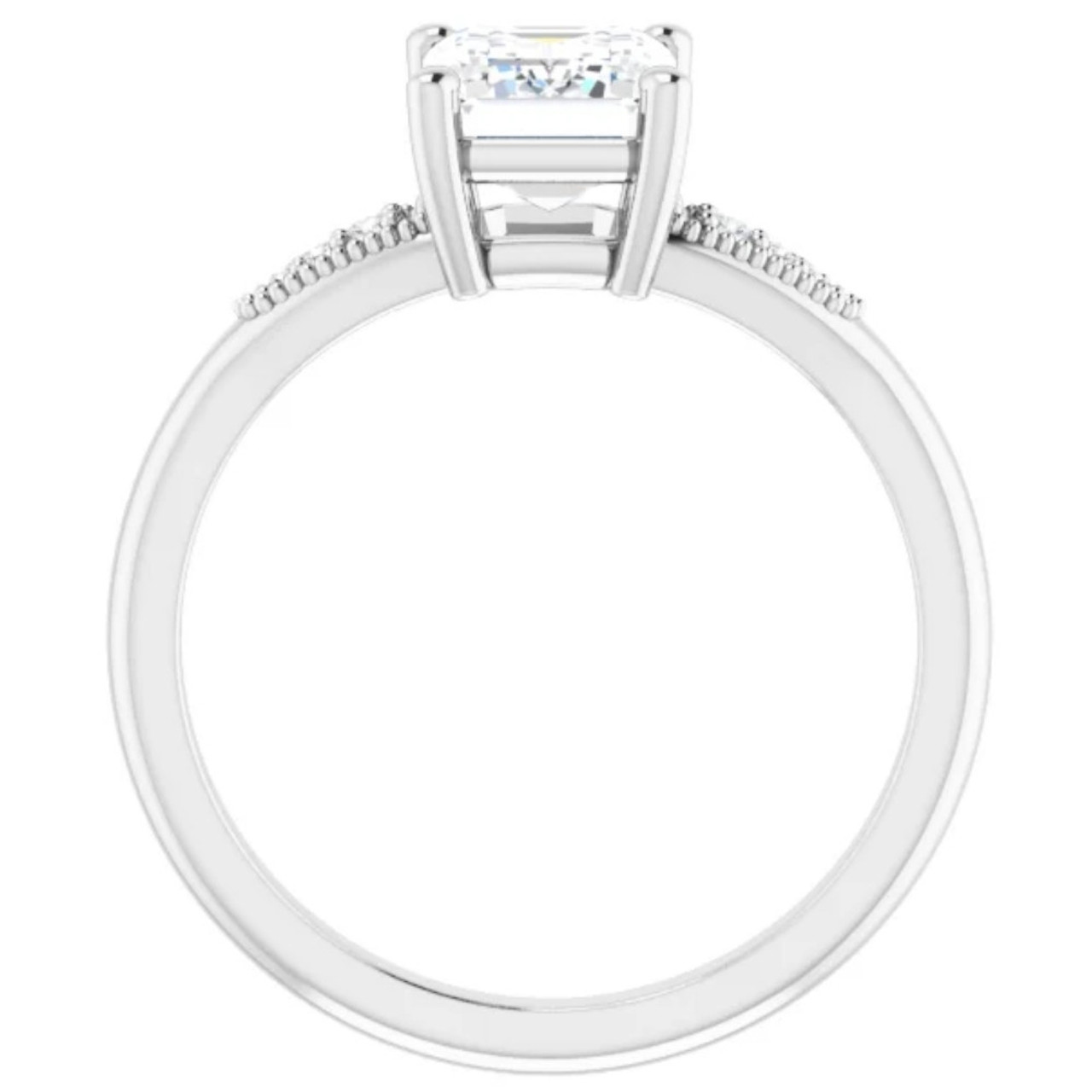 1 3/4Ct Diamond & Emerald Cut Moissanite Vintage Engagement Ring White Gold (G-H, I1)