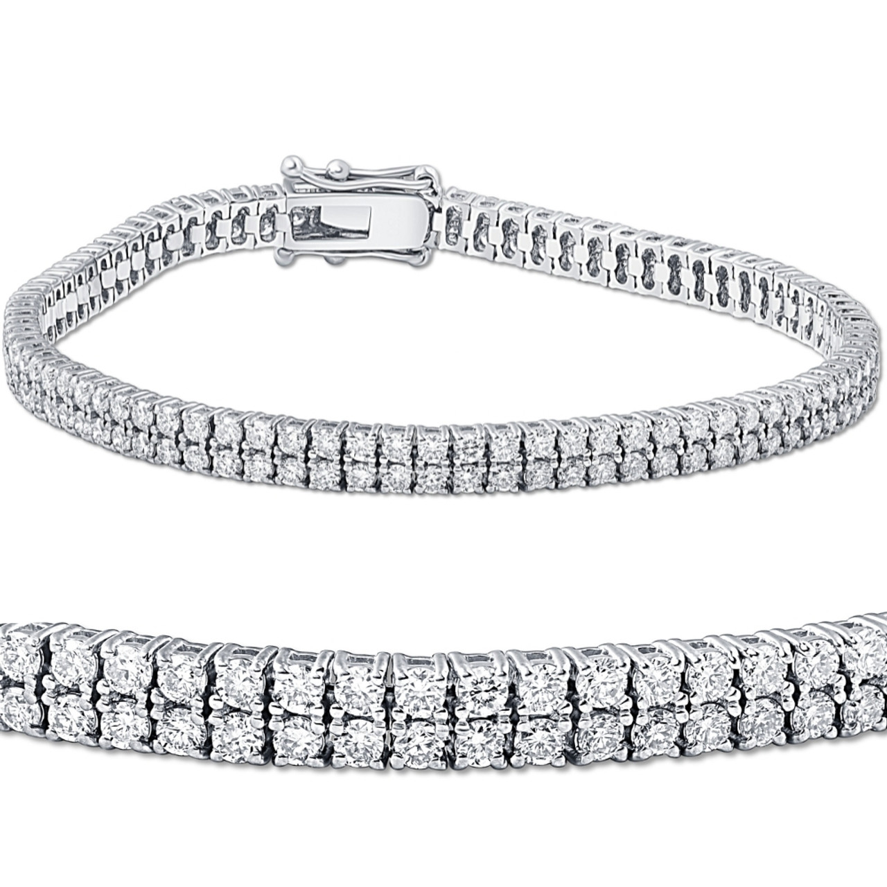 4 Ct Diamond Tennis Bracelet Double Row Lab Grown 7 18k White Gold (G-H,  SI)