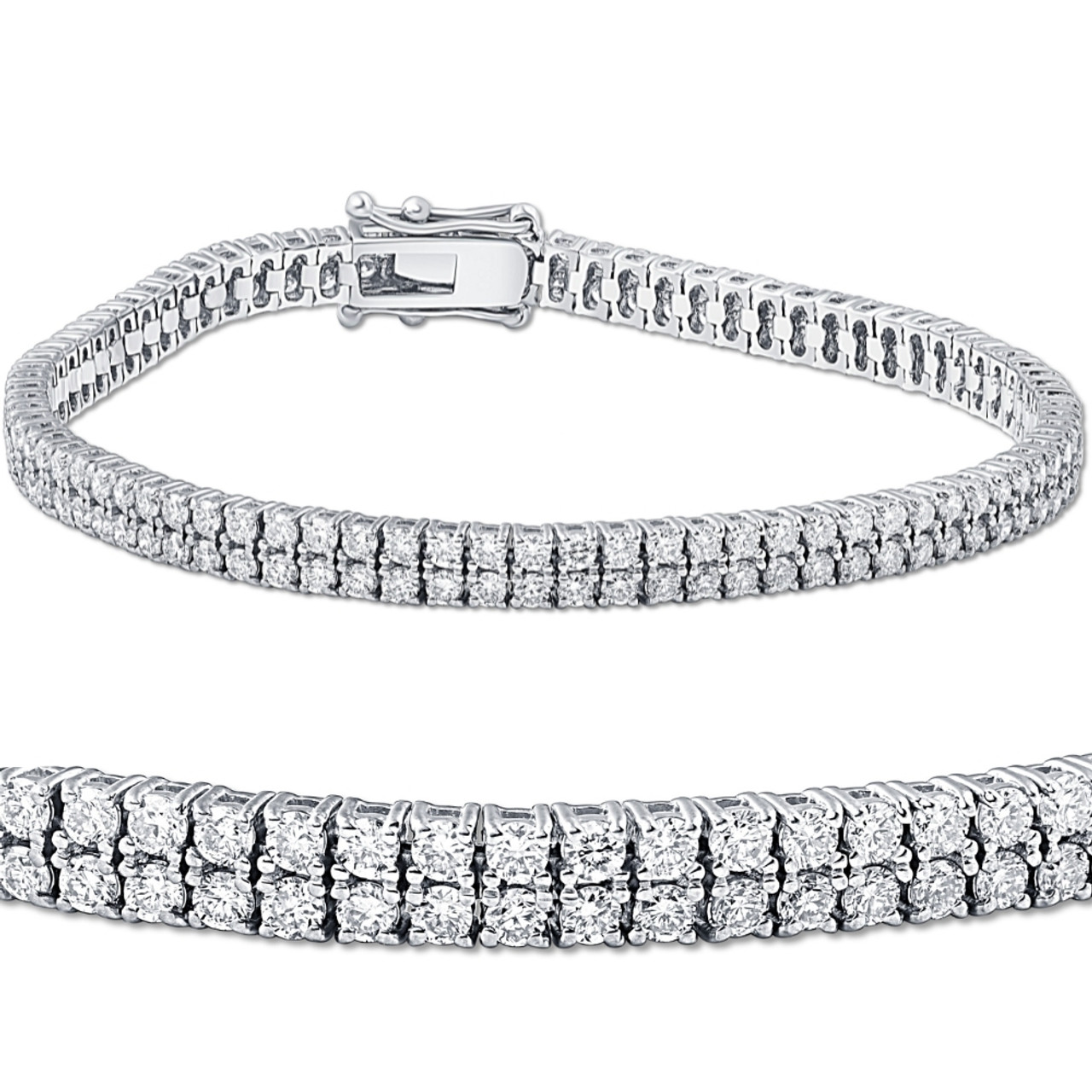 Two Row Prong Set Diamond Tennis Bracelet