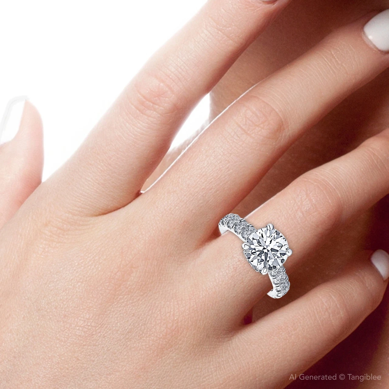2 3/4 Ct Diamond Hidden Halo Engagement Ring 14k White Gold (G-H, SI)