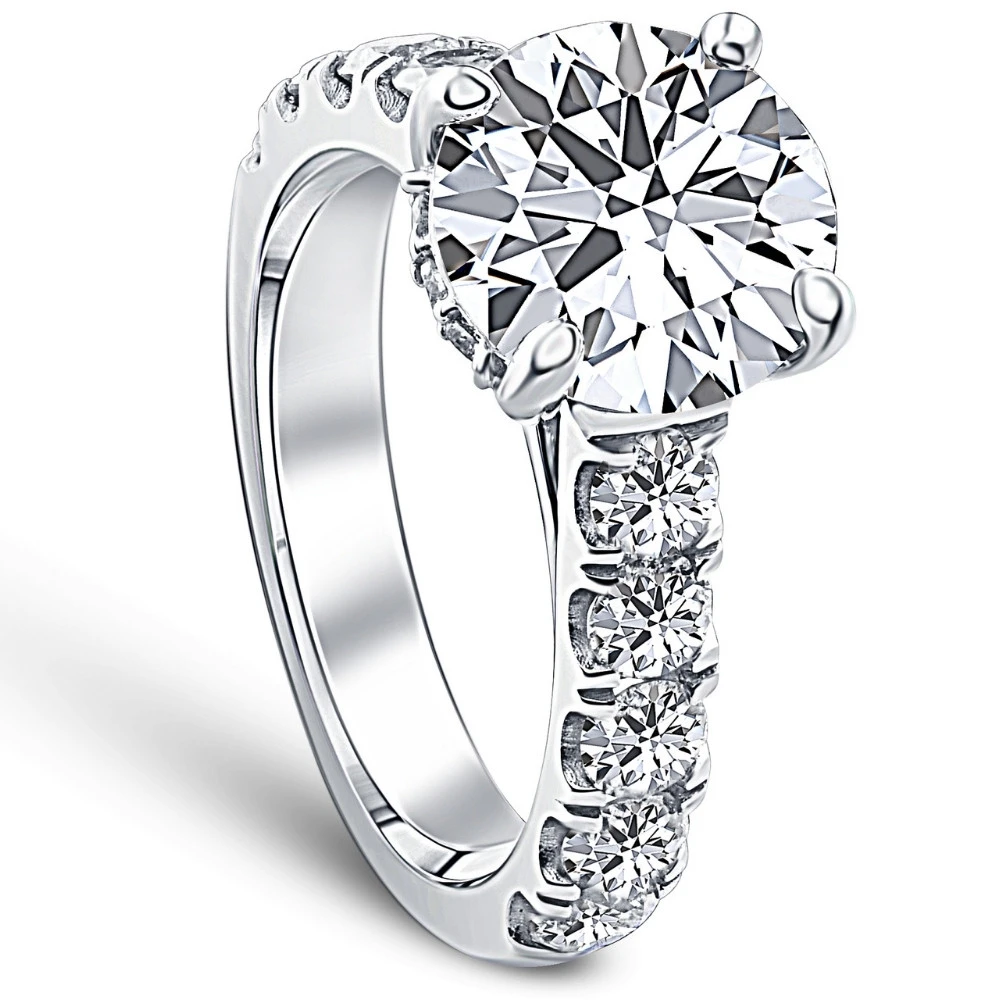 2 3/4 Ct Diamond Hidden Halo Engagement Ring 14k White Gold (G-H, SI)