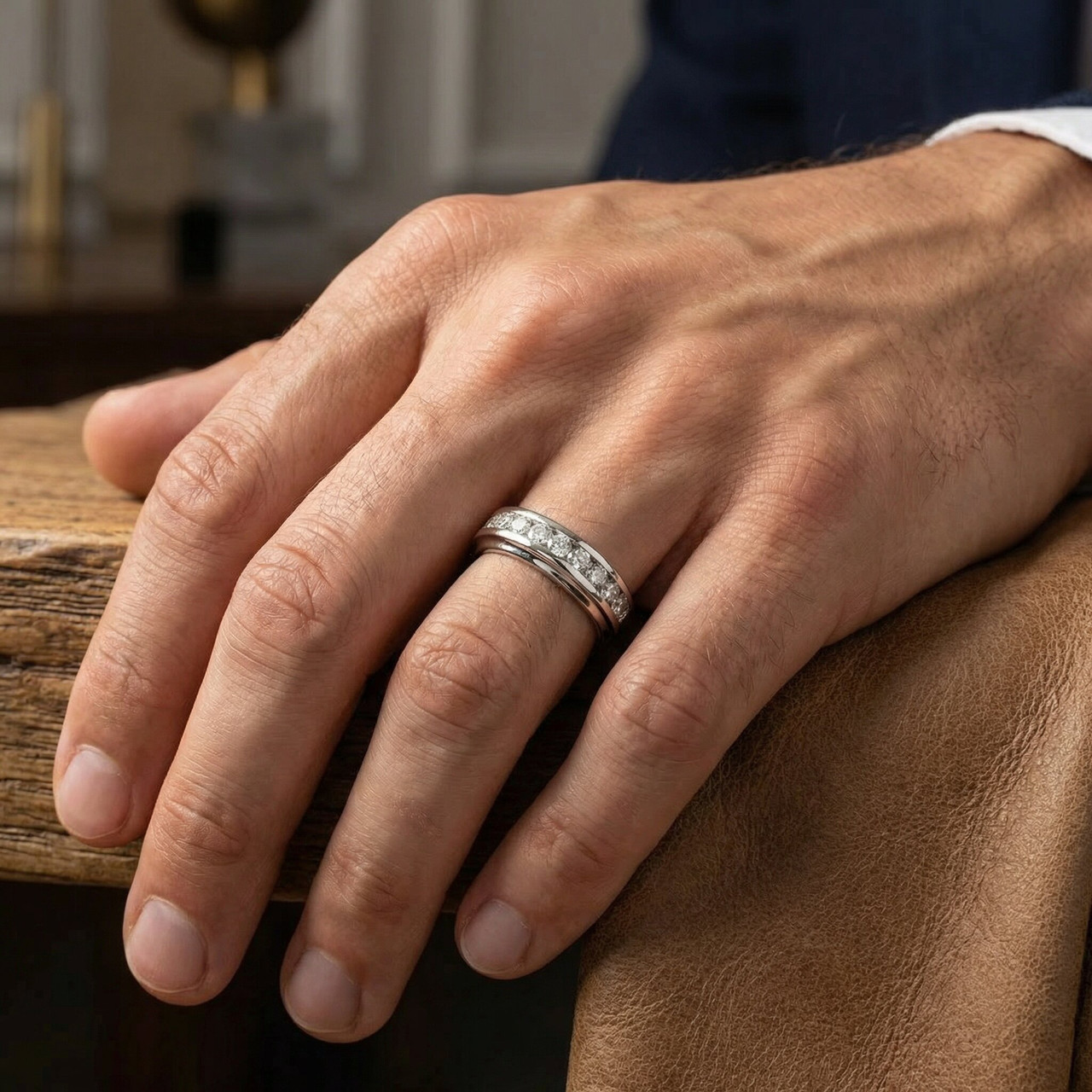 Men's 1 3/4 Ct T.W. Diamond Ring 10k White Gold (H-I, I1)