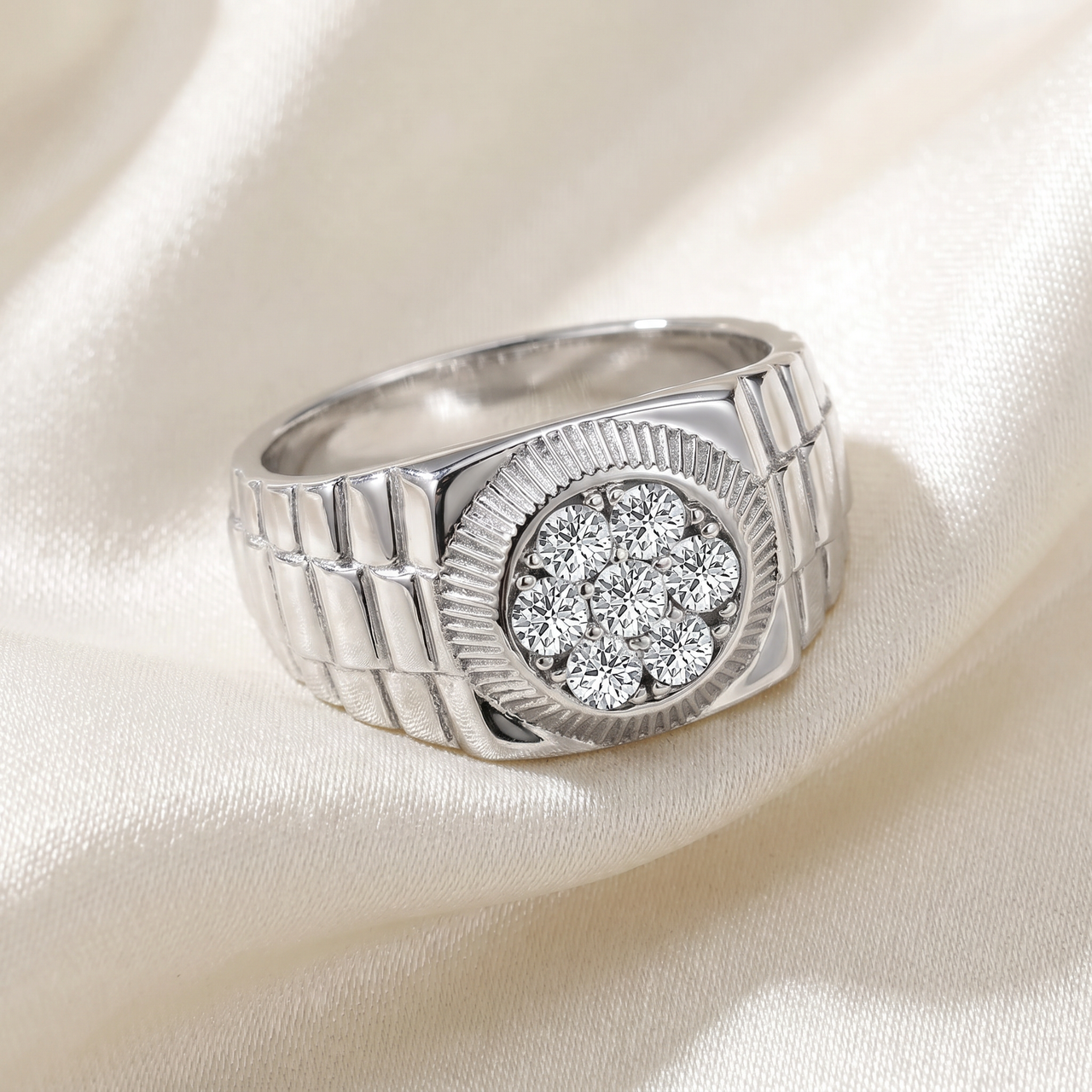 Men's 3/4 Ct T.W. Diamond Ring 14k White Gold Lab Grown (G-H, VS)