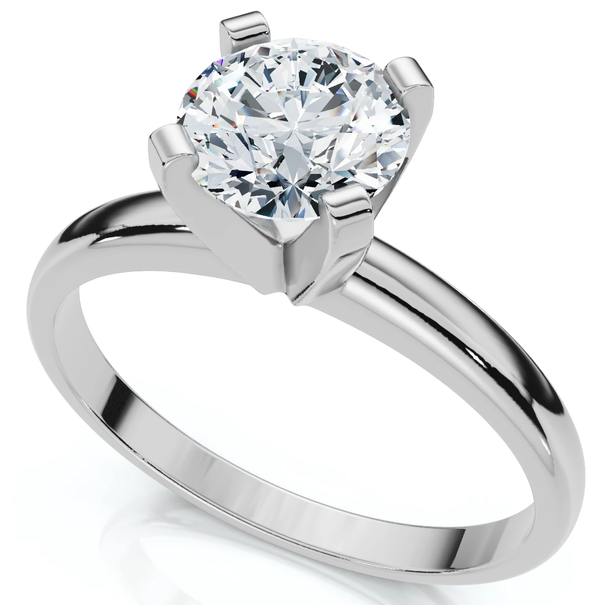 3/4ct Lab Grown Round Diamond Solitaire Engagement Ring 14k White Gold (F-G, VS2-SI1)
